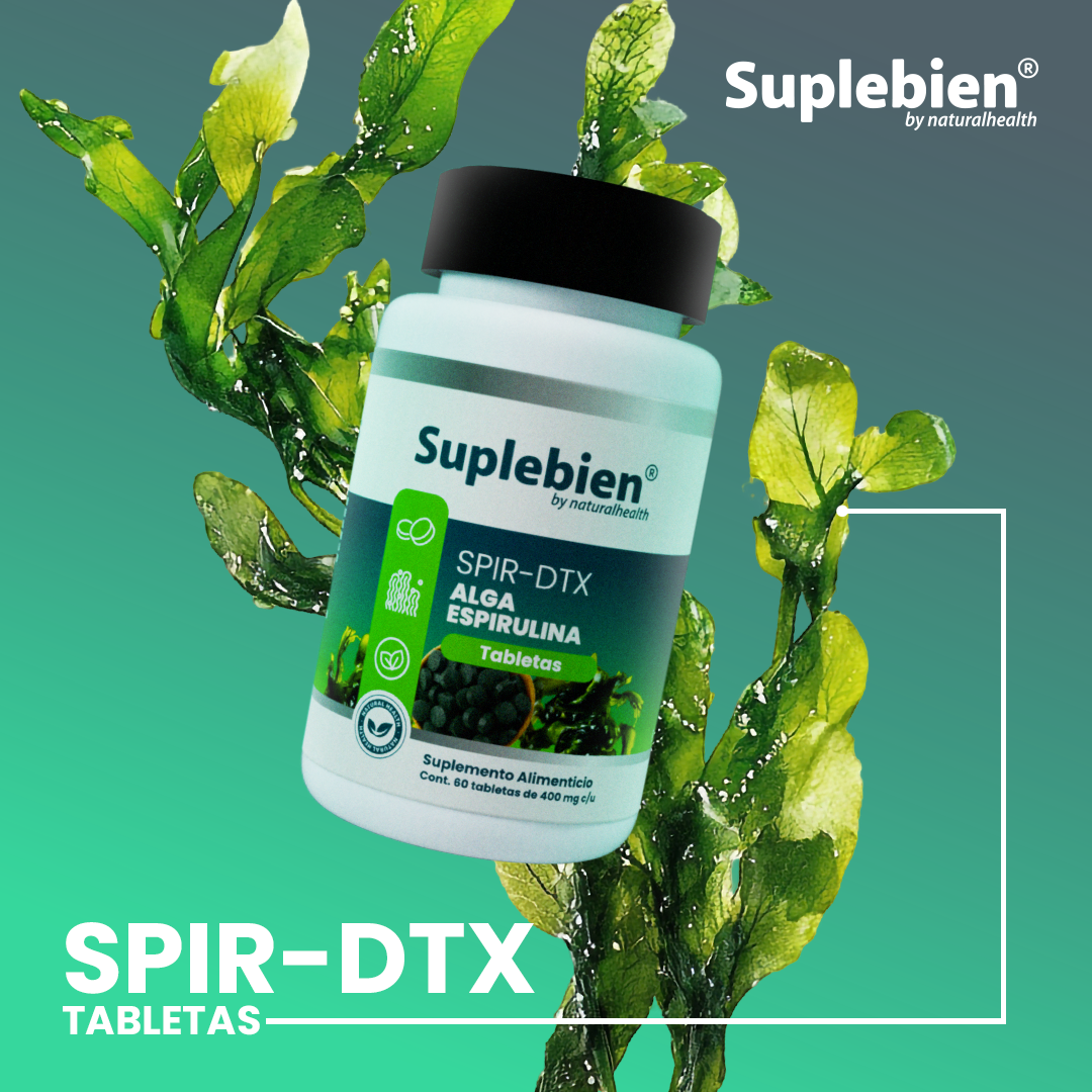 SUPLEBIEN. SPIR-DTX Alga Espirulina 60 tabletas de 400 mg c/u