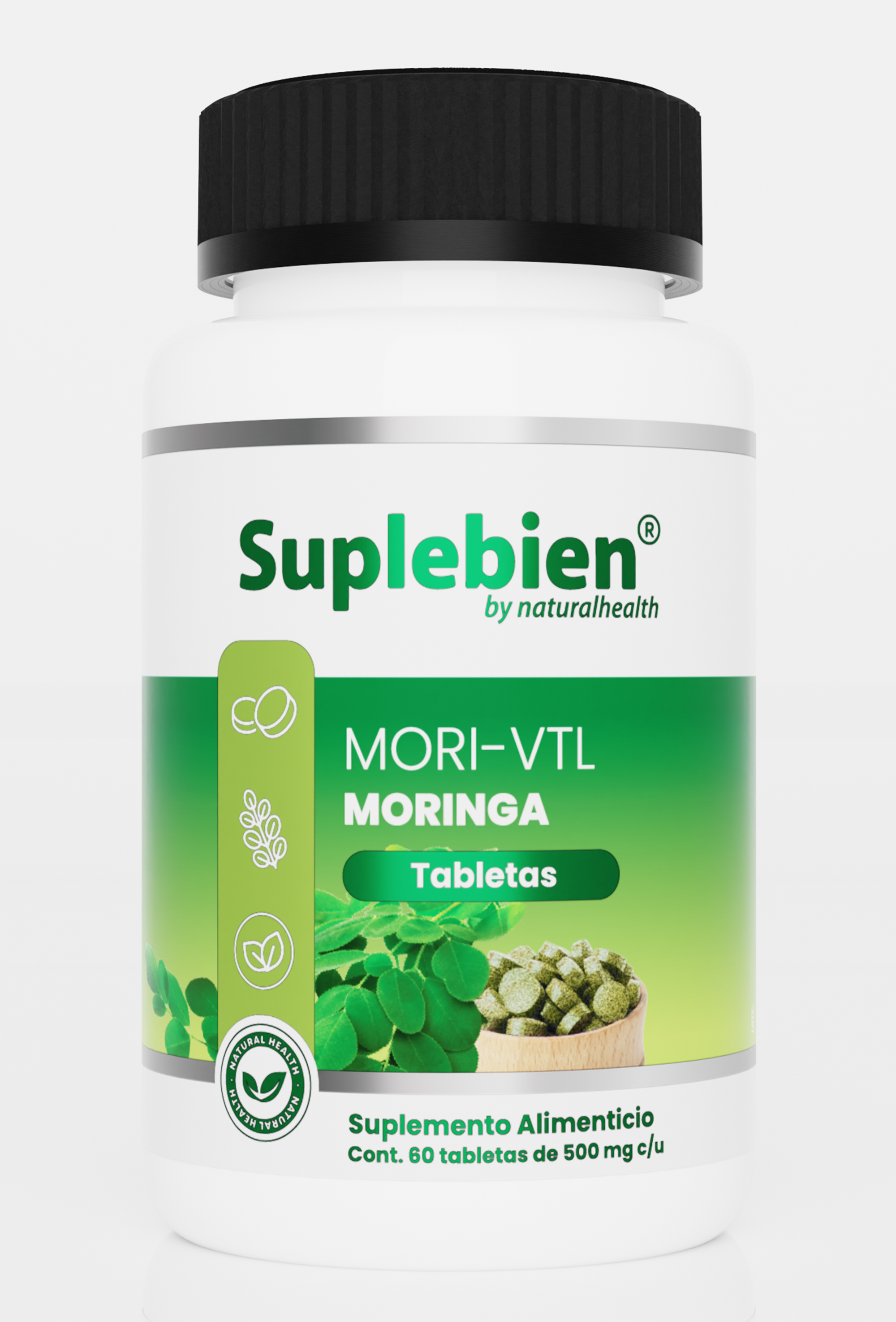 SUPLEBIEN MORI-VTL Tabletas Moringa. Frasco con 60 Tabletas de 500 mg c/u