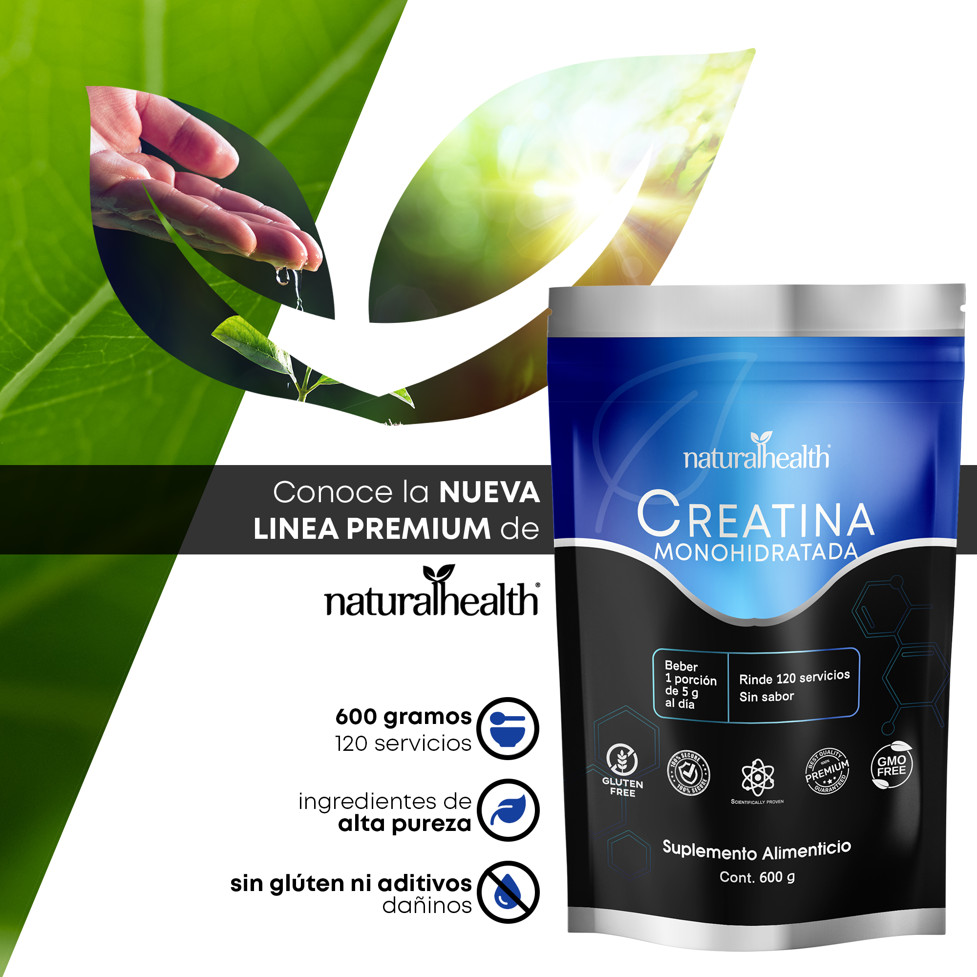 Creatina Monohidratada | Alta pureza | 120 servicios