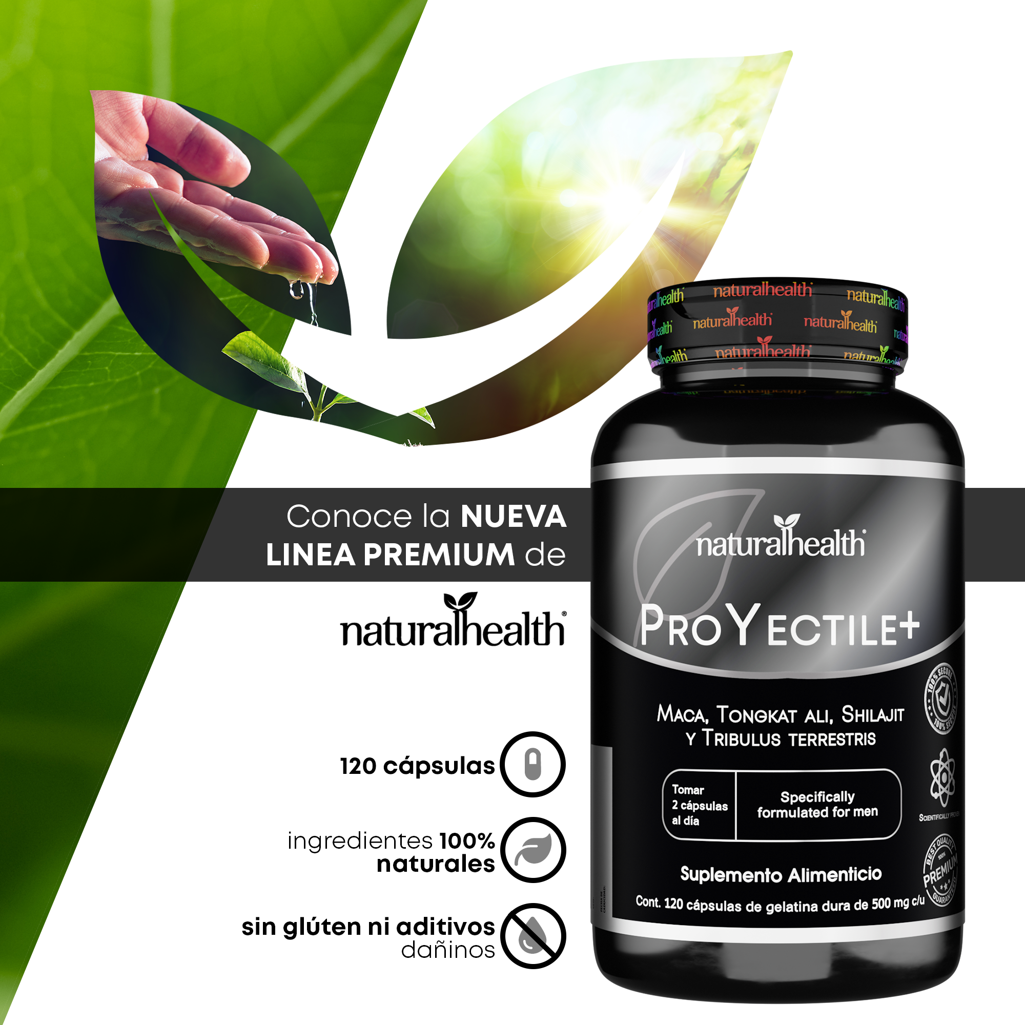 Proyectile+ | Suplemento para Hombre | Maca, Shilajit y Tribulus terrestris