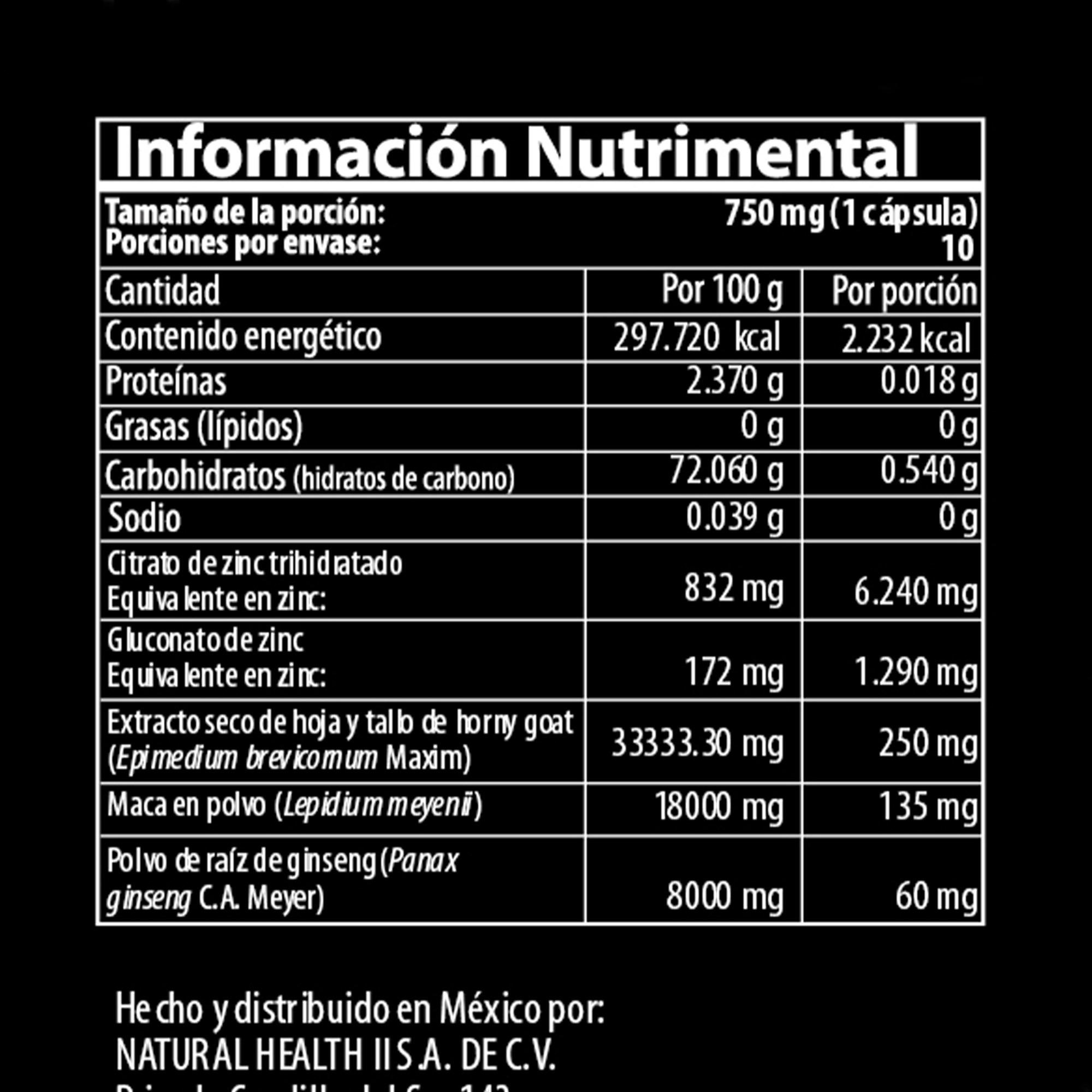 Missile | Ginseng, Horny goat y Maca | 10 cápsulas