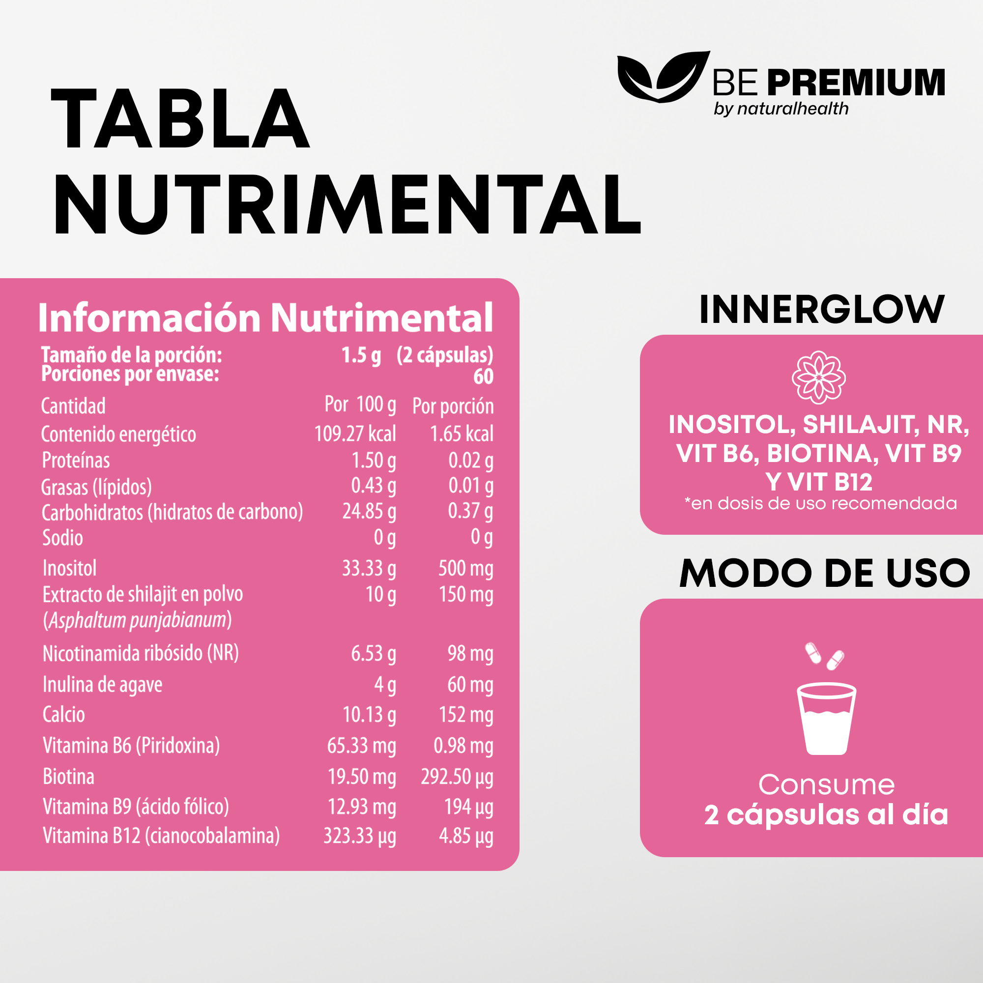 Suplemento para Mujer | Inositol, Shilajit, NR, Acido Fólico y Vitaminas | Origen Natural, 120 Cápsulas