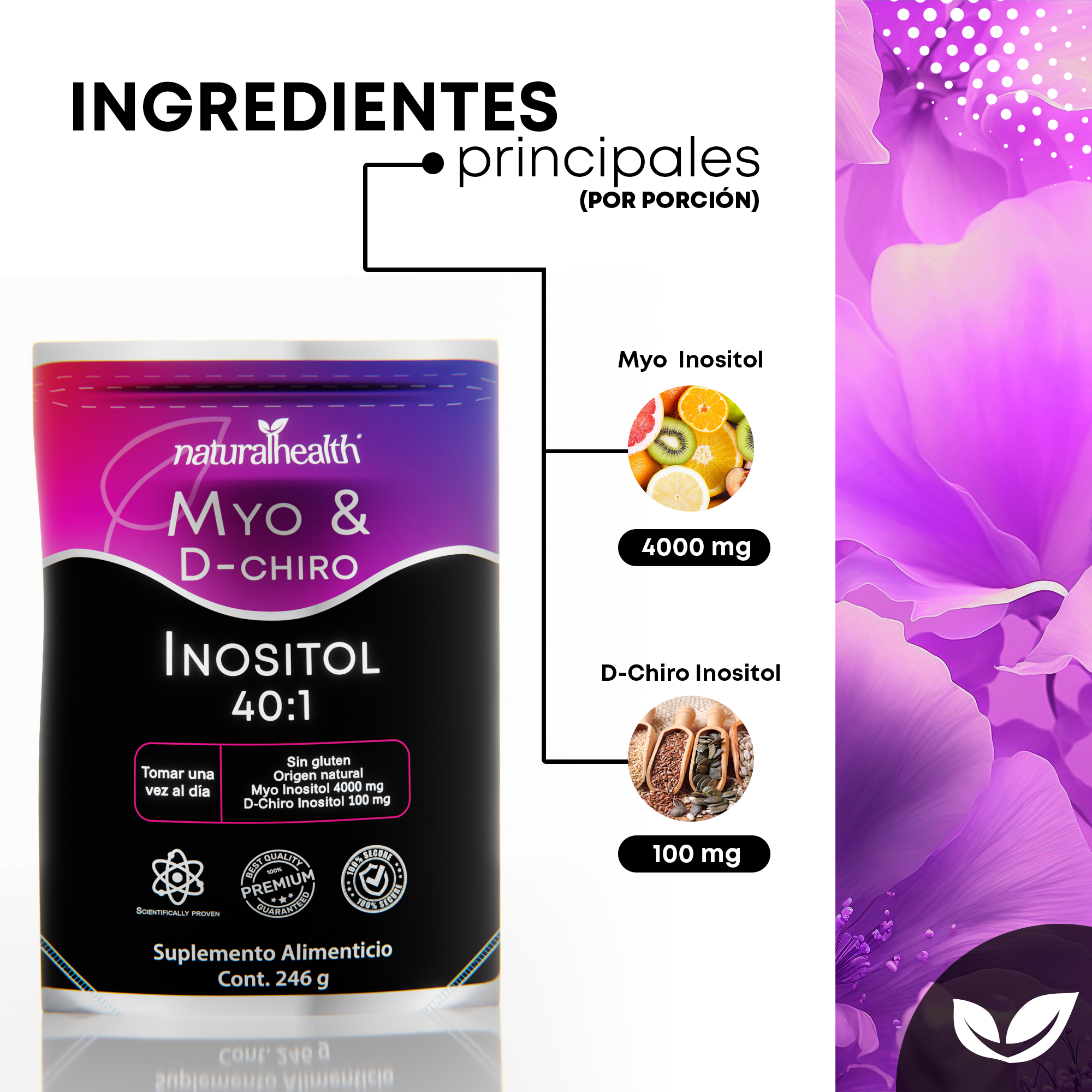 Myo & D-Chiro Inositol en Polvo | Ratio 40:1 | 246 gramos