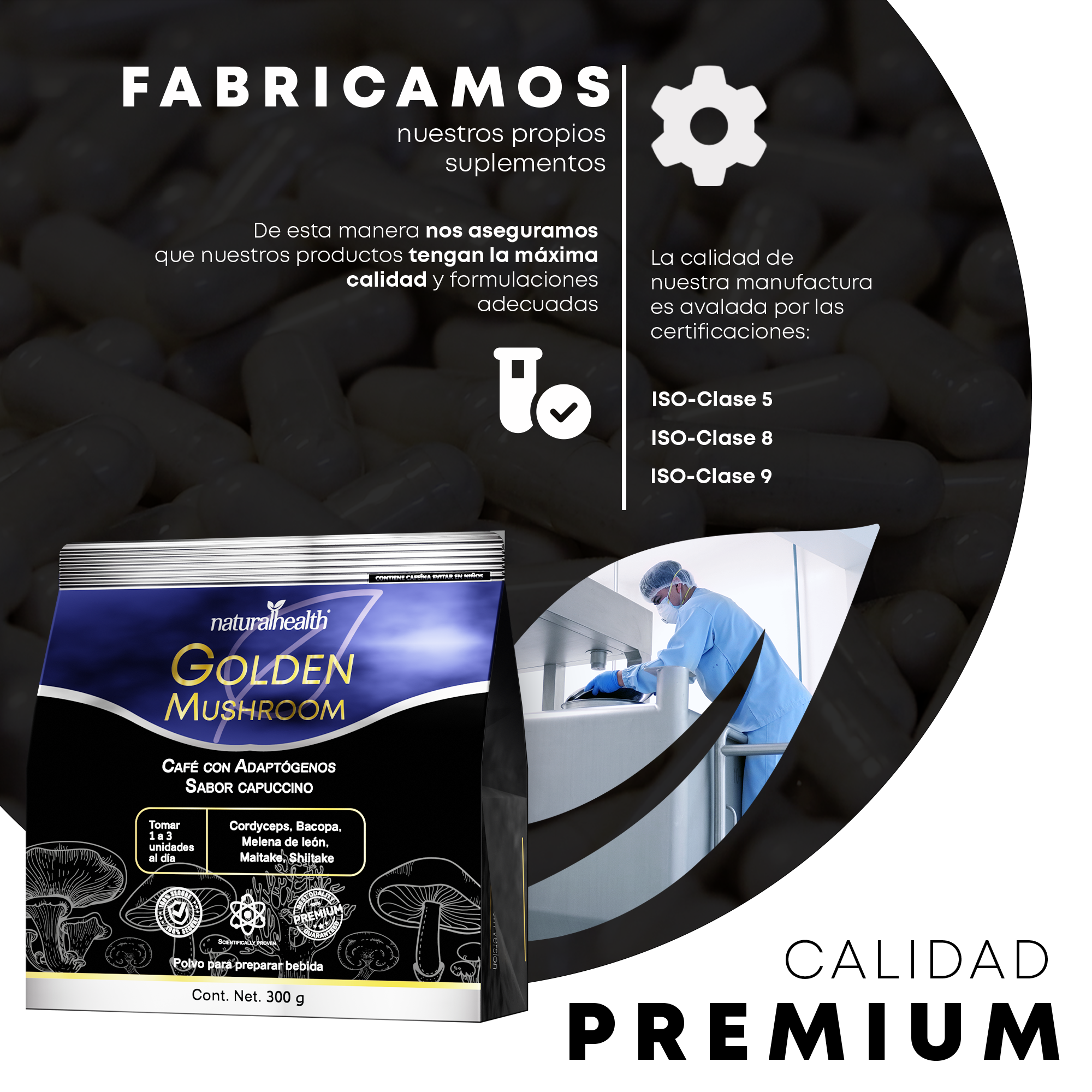 Golden Mushroom | Café con Melena de León, Maitake, Shiitake, Cordyceps y Bacopa