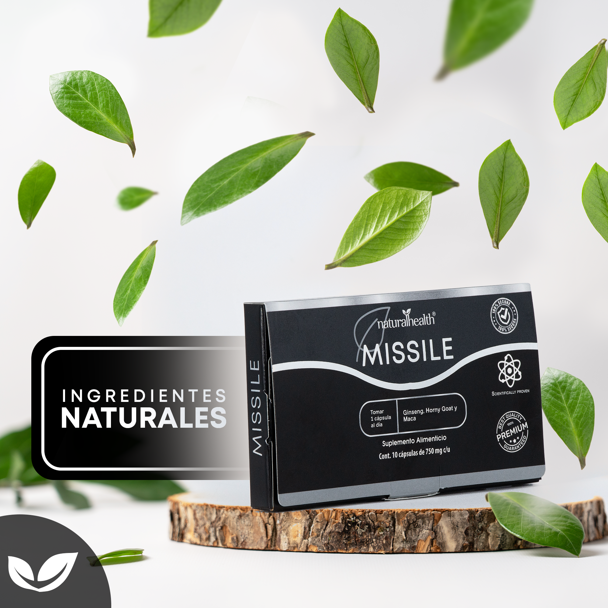 Missile | Ginseng, Horny goat y Maca | 10 cápsulas