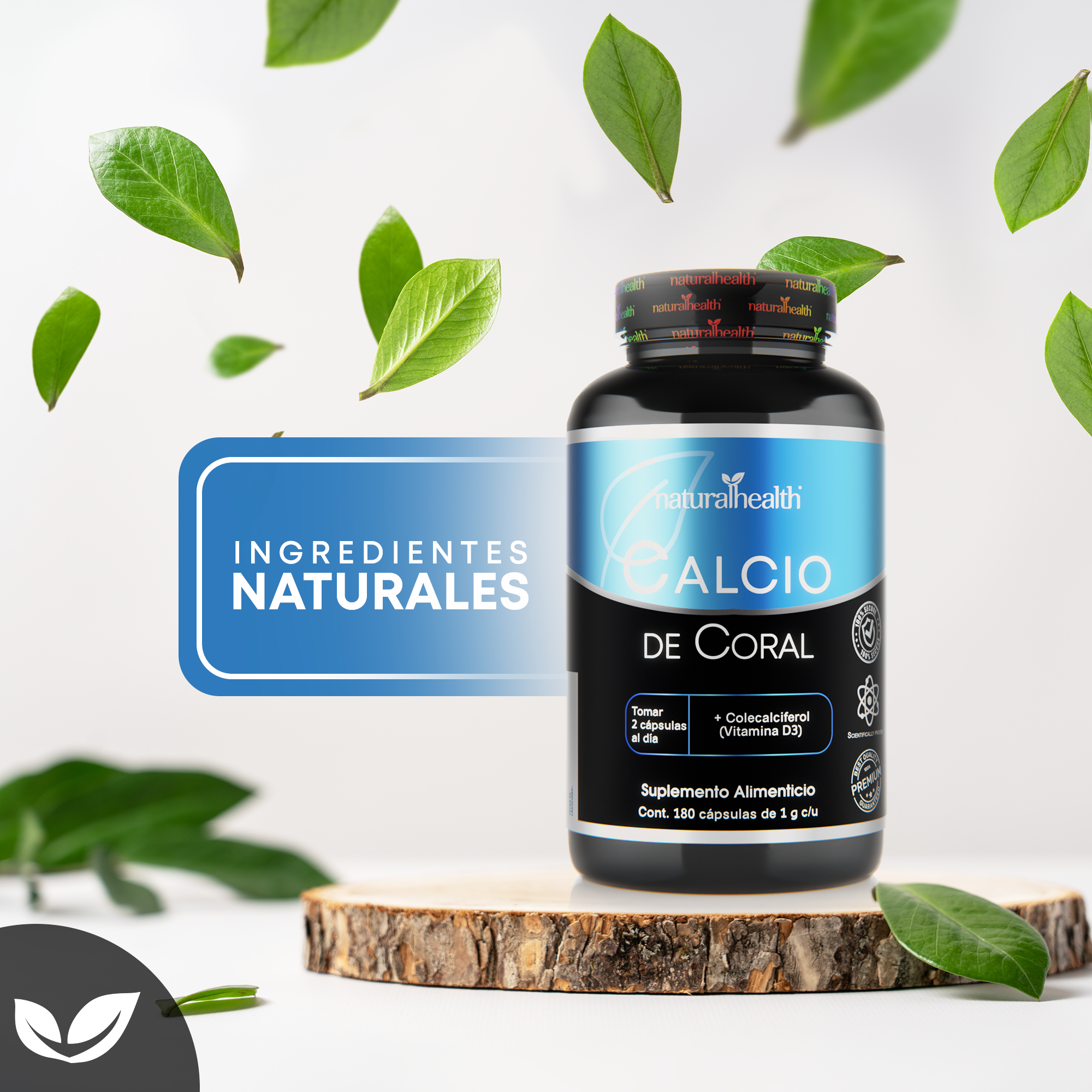 Calcio de Coral + Vitamina D3 | 180 cápsulas