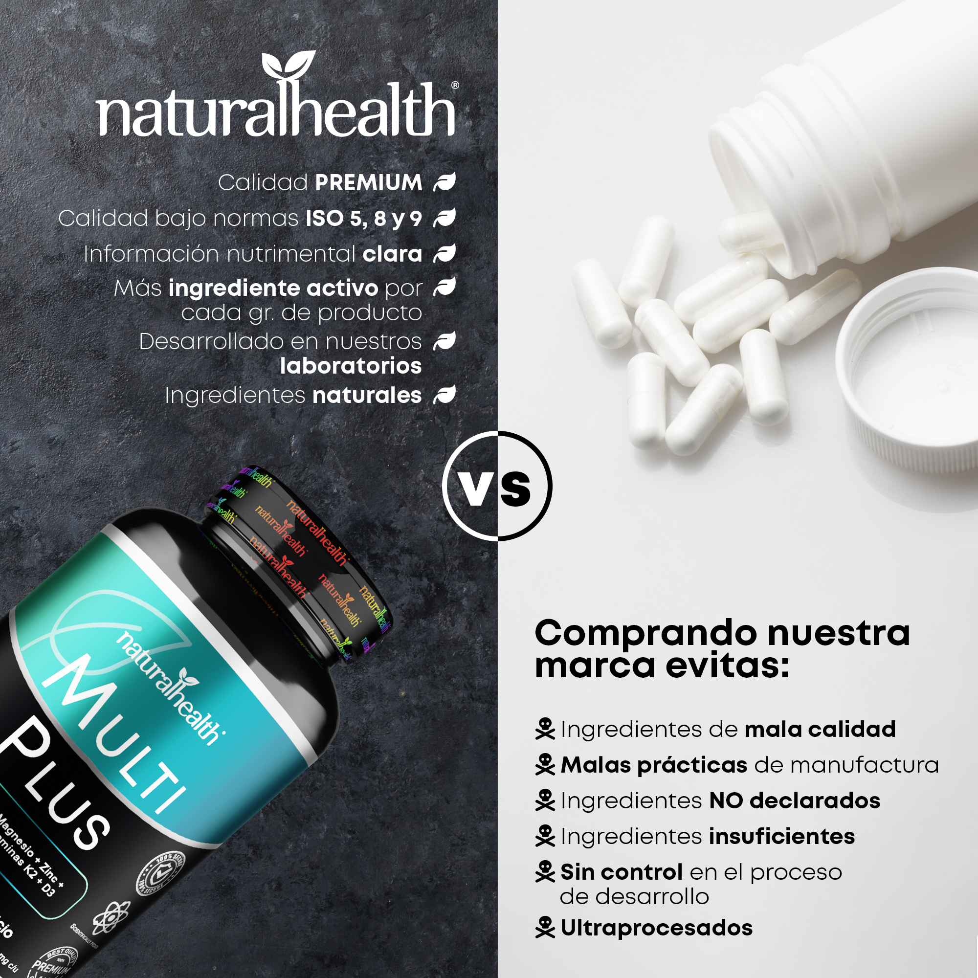 Zenith | Vitamina D3+K2, Magnesio y Zinc | Multivitamínico con 120 cápsulas