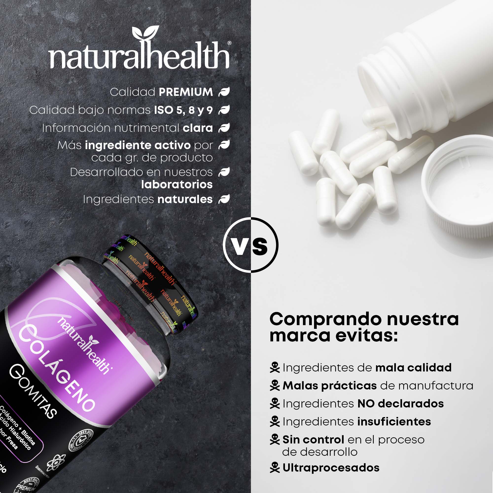 Colágeno en Gomitas | + Ácido Hialurónico y Biotina | 120 gomitas | Sabor fresa