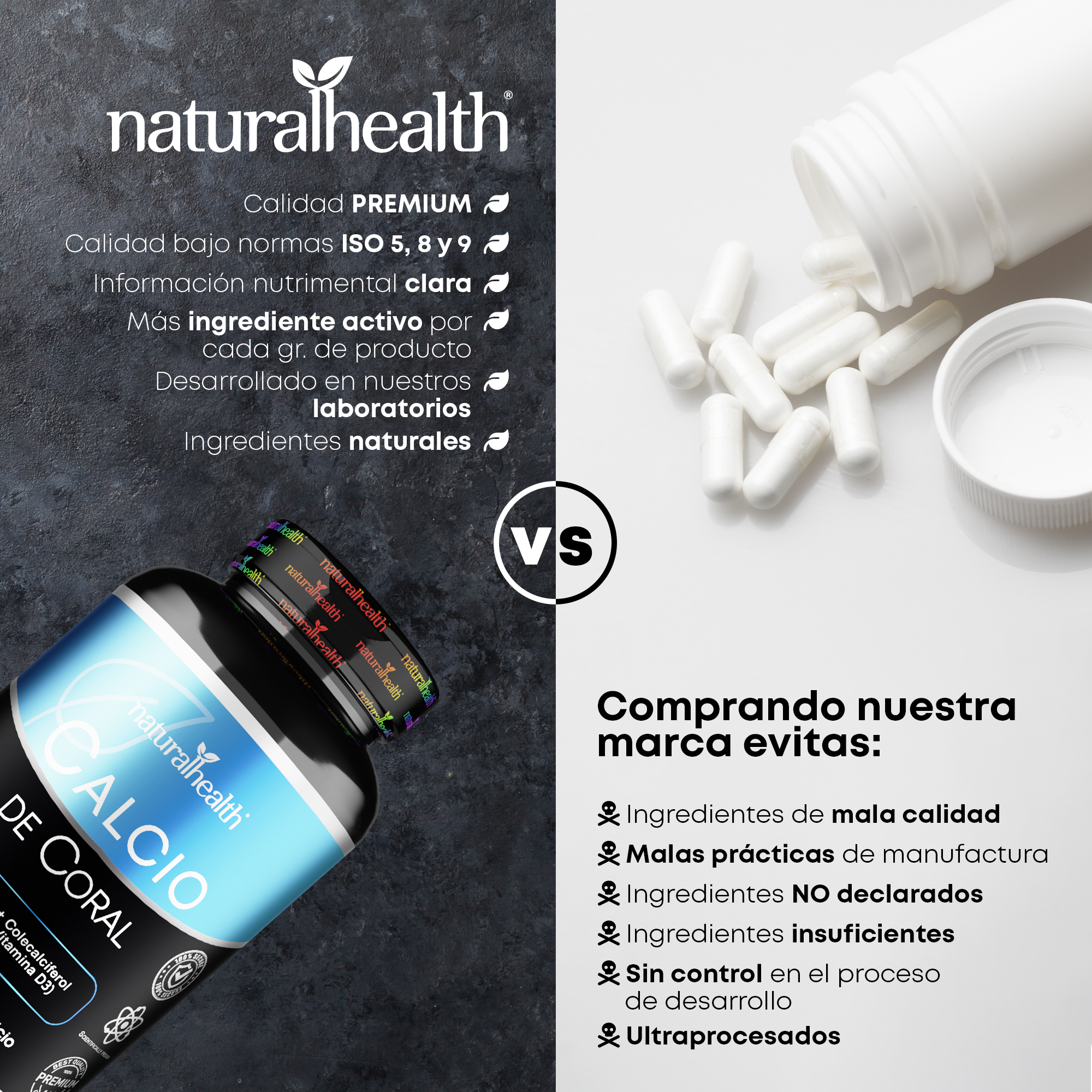 Calcio de Coral + Vitamina D3 | 180 cápsulas