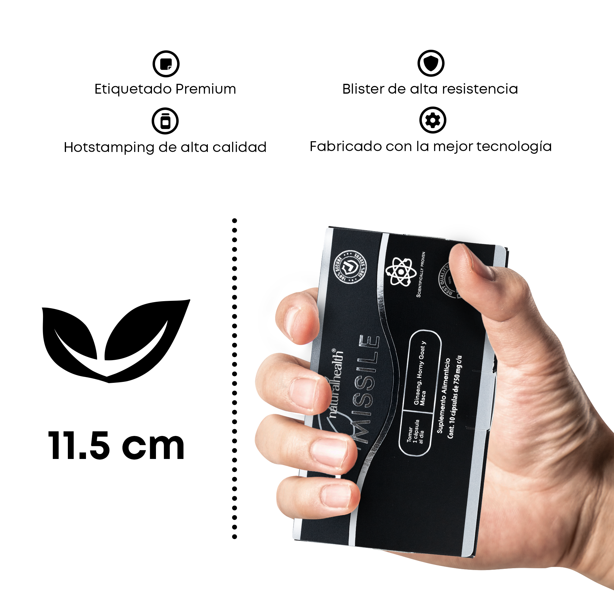 Missile | Ginseng, Horny goat y Maca | 10 cápsulas