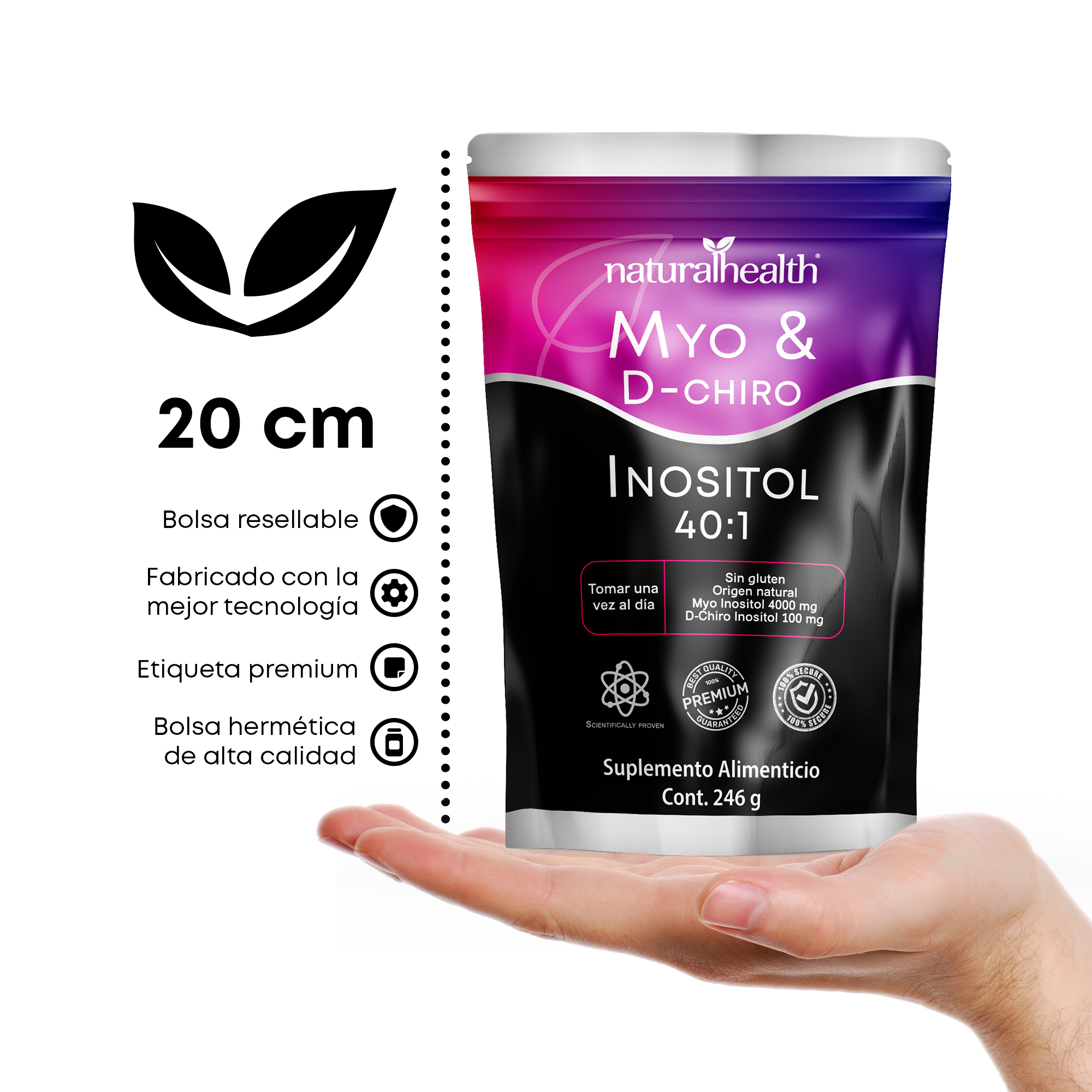 Myo & D-Chiro Inositol en Polvo | Ratio 40:1 | 246 gramos