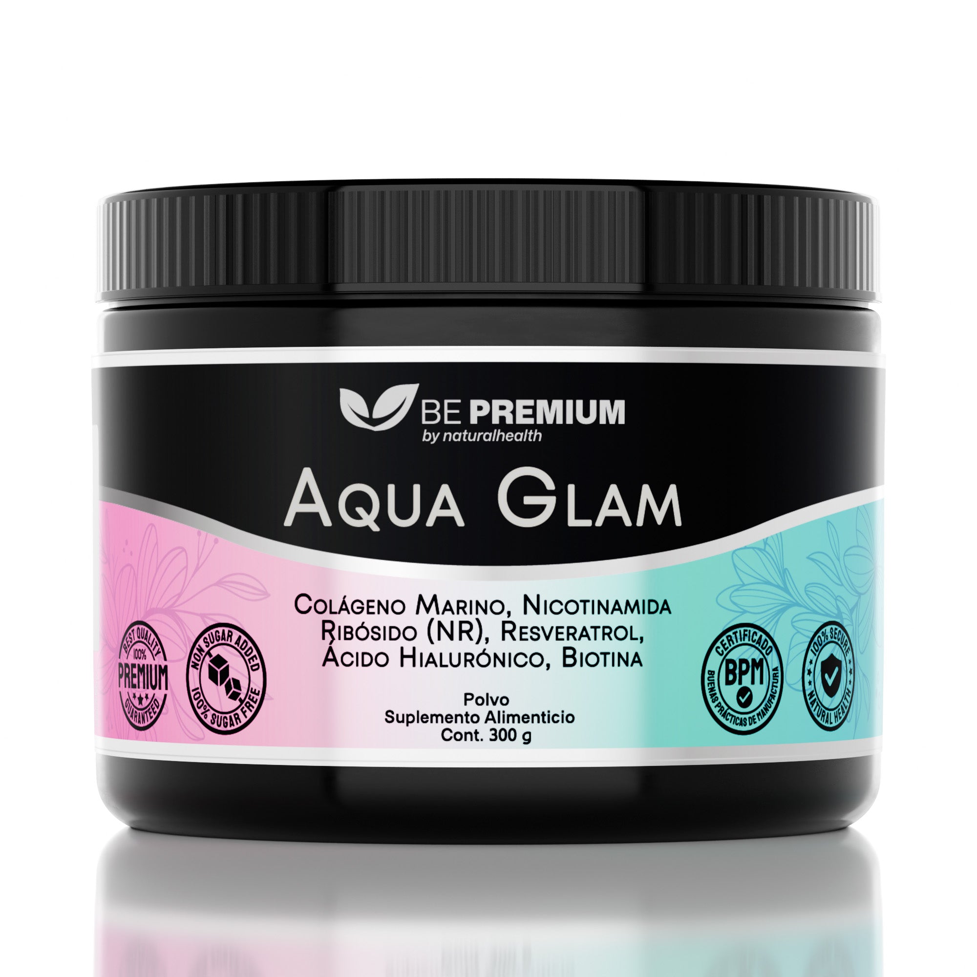 Aqua Glam | Colágeno marino con Resveratrol, NR, Vitaminas, Biotina y Ácido Hialurónico
