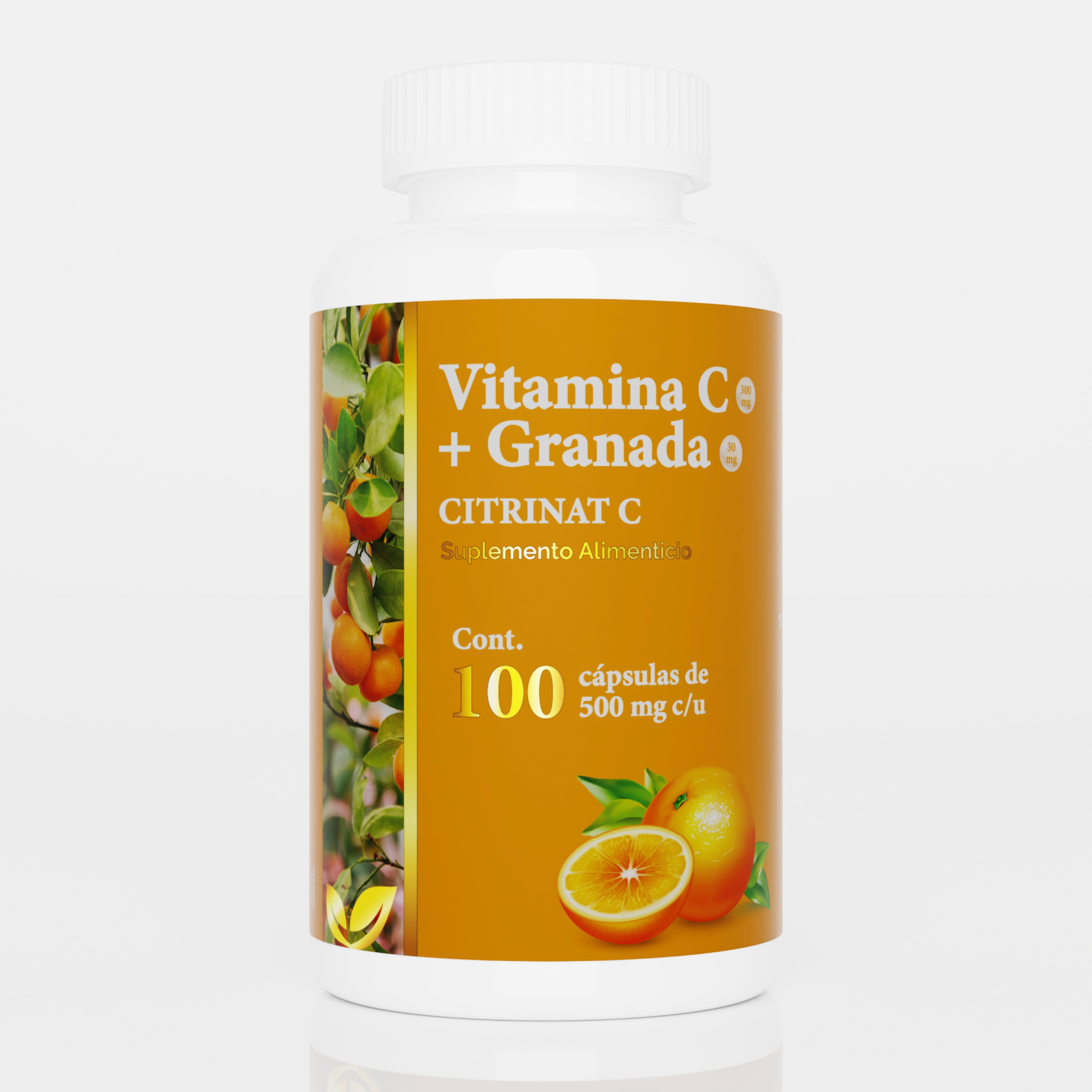 Natural Health Vitamina C + Granada 100 cápsulas de 500 mg c/u