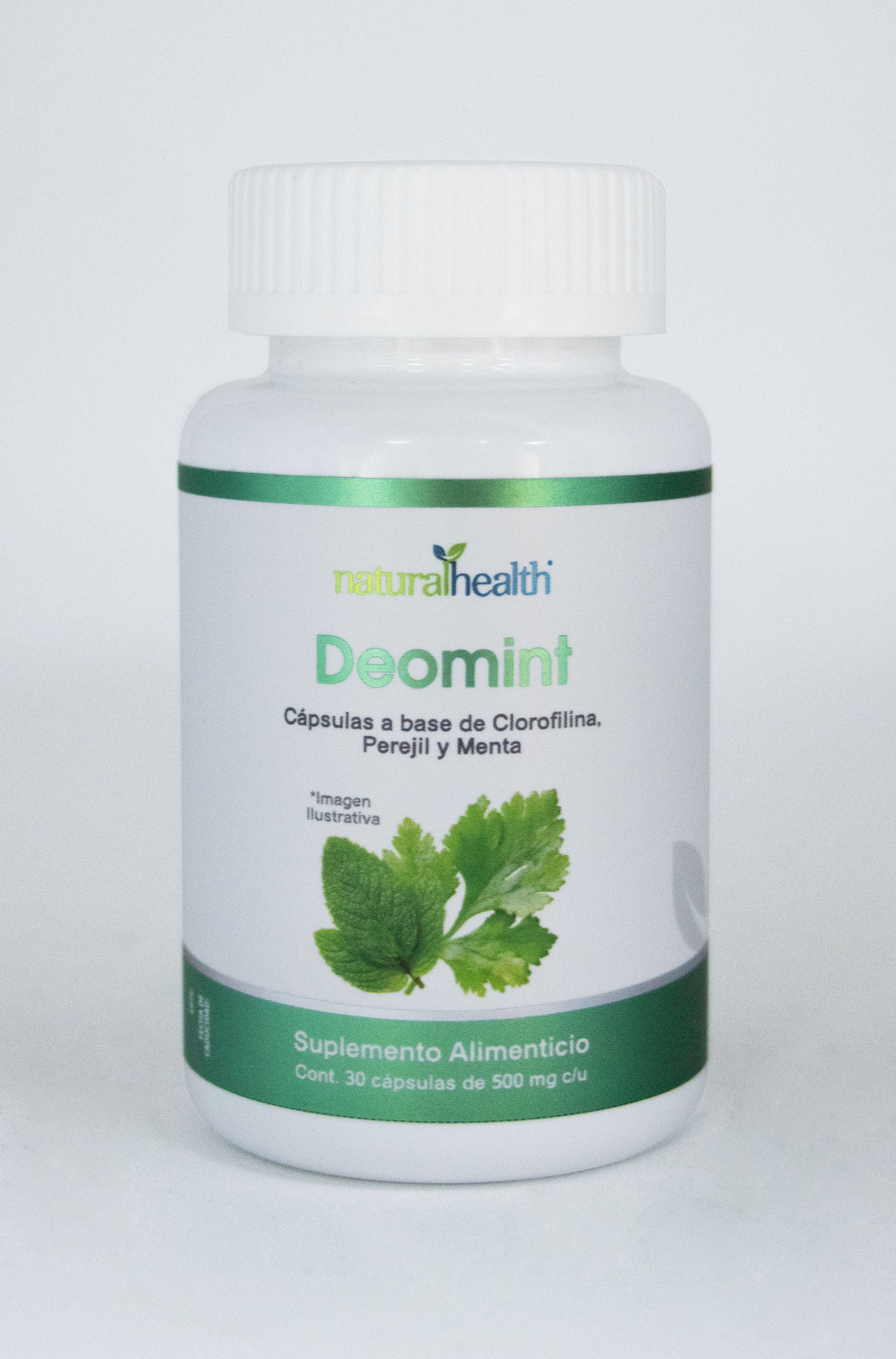 Deomint 30 cápsulas de 500 mg c/u a base de clorofilina, perejil y menta