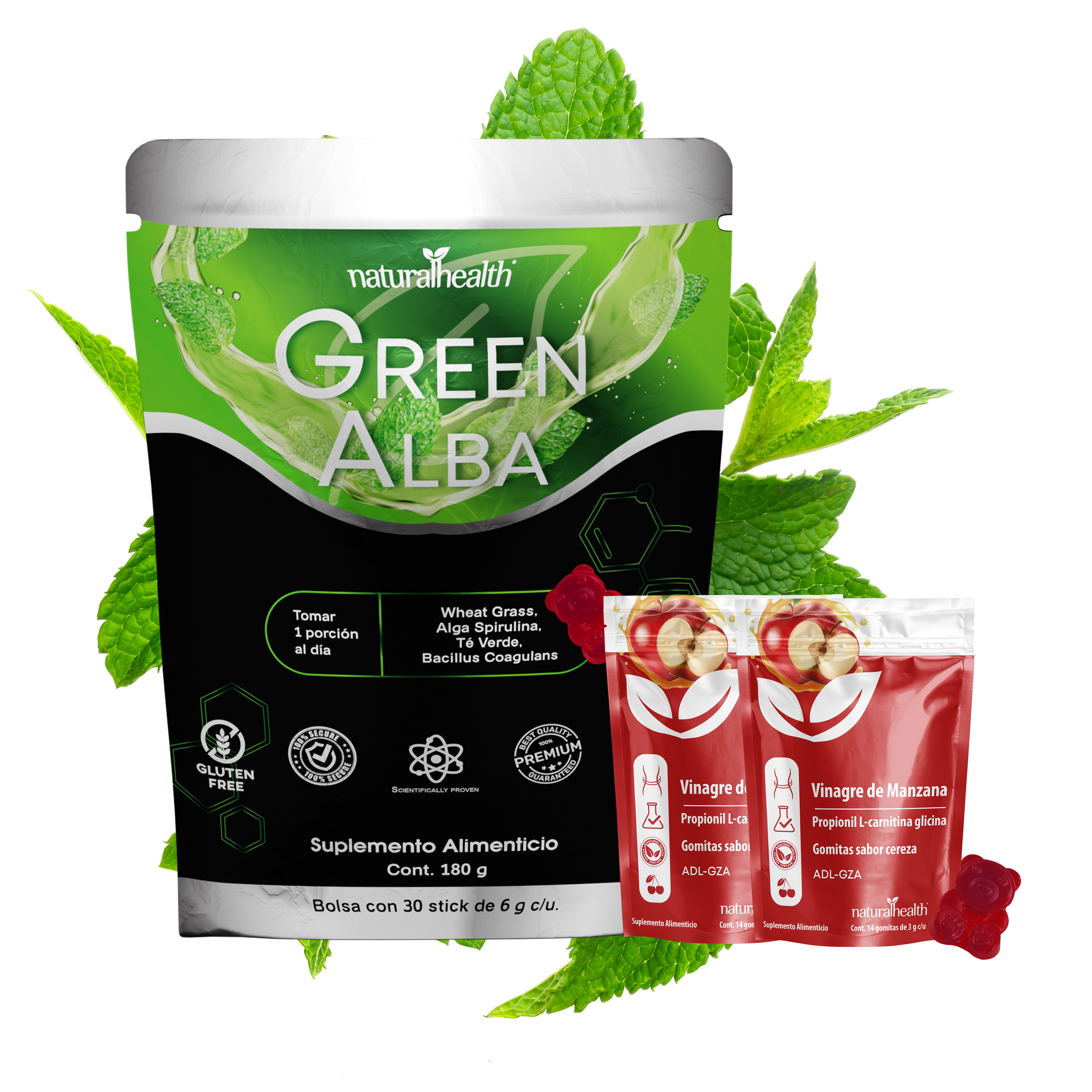 Green Alba | Mezcla de greens + Lactobacilos, Alga Espirulina, Clorofila y Vitamina D3