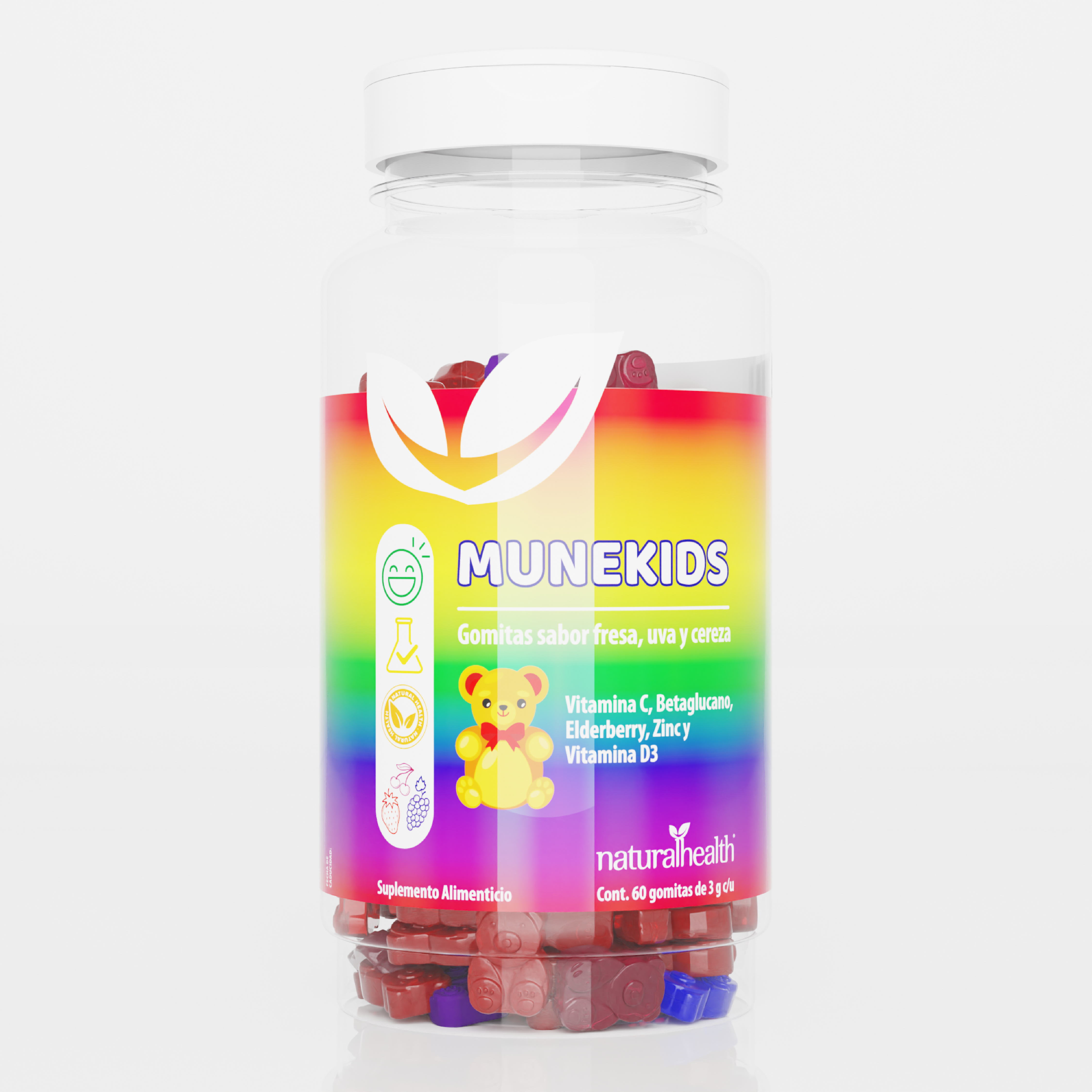 Gomitas MuneKIDS | Vitamina C, Betaglucano, Elderberry, Zinc y Vitamina D3