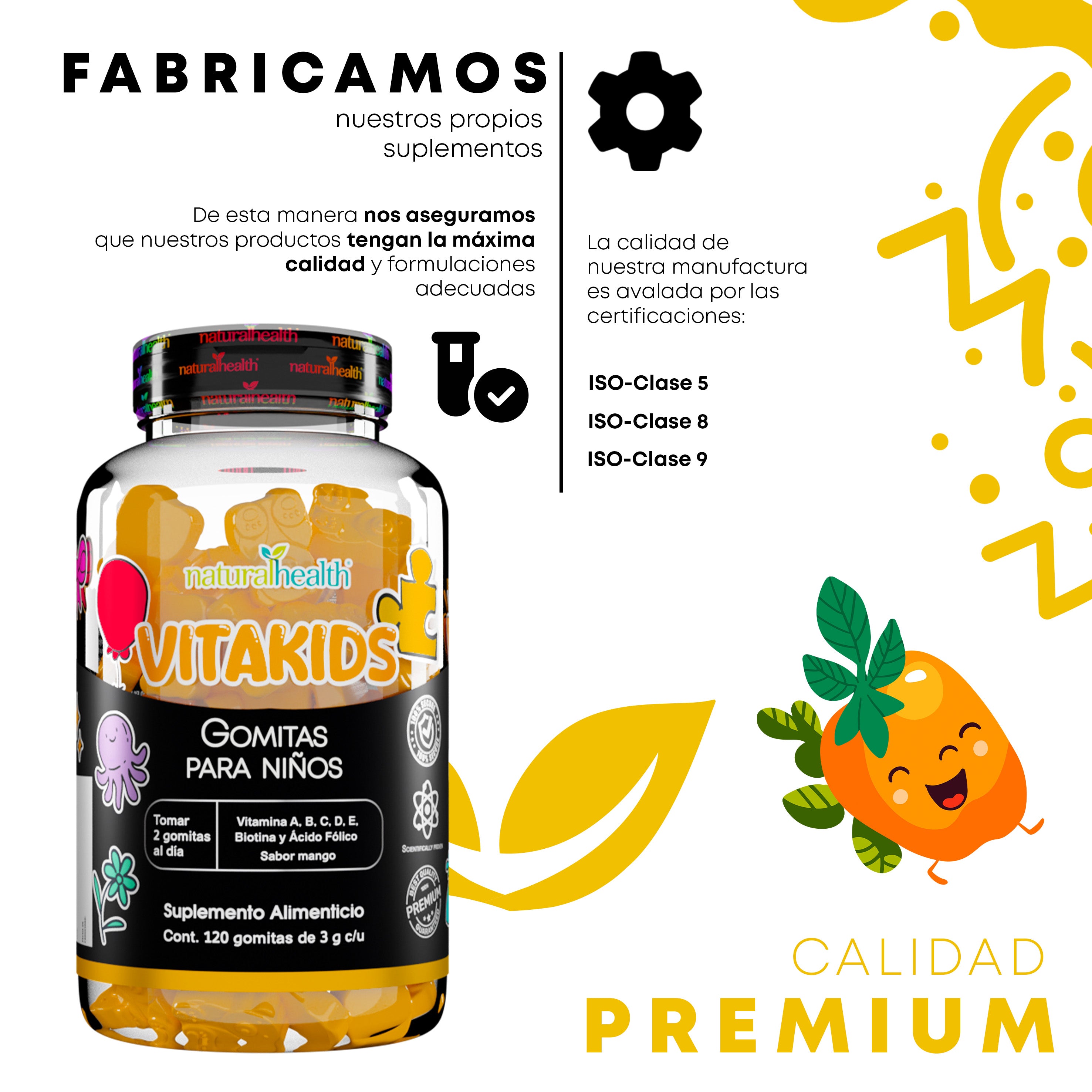 Línea KIDS: Vitakids | Vitamina A, B, C, D, E, Biotina y Ácido Fólico