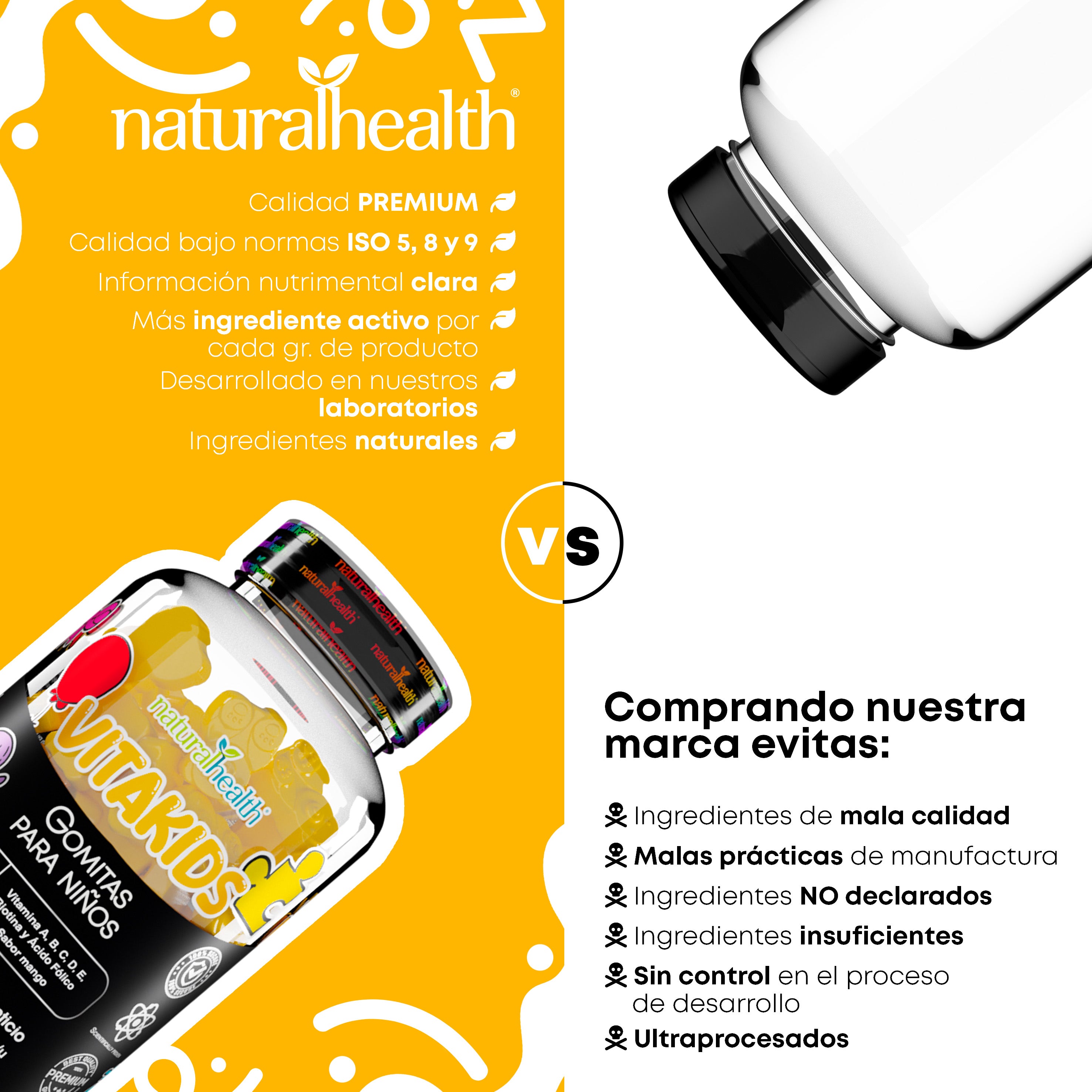 Línea KIDS: Vitakids | Vitamina A, B, C, D, E, Biotina y Ácido Fólico