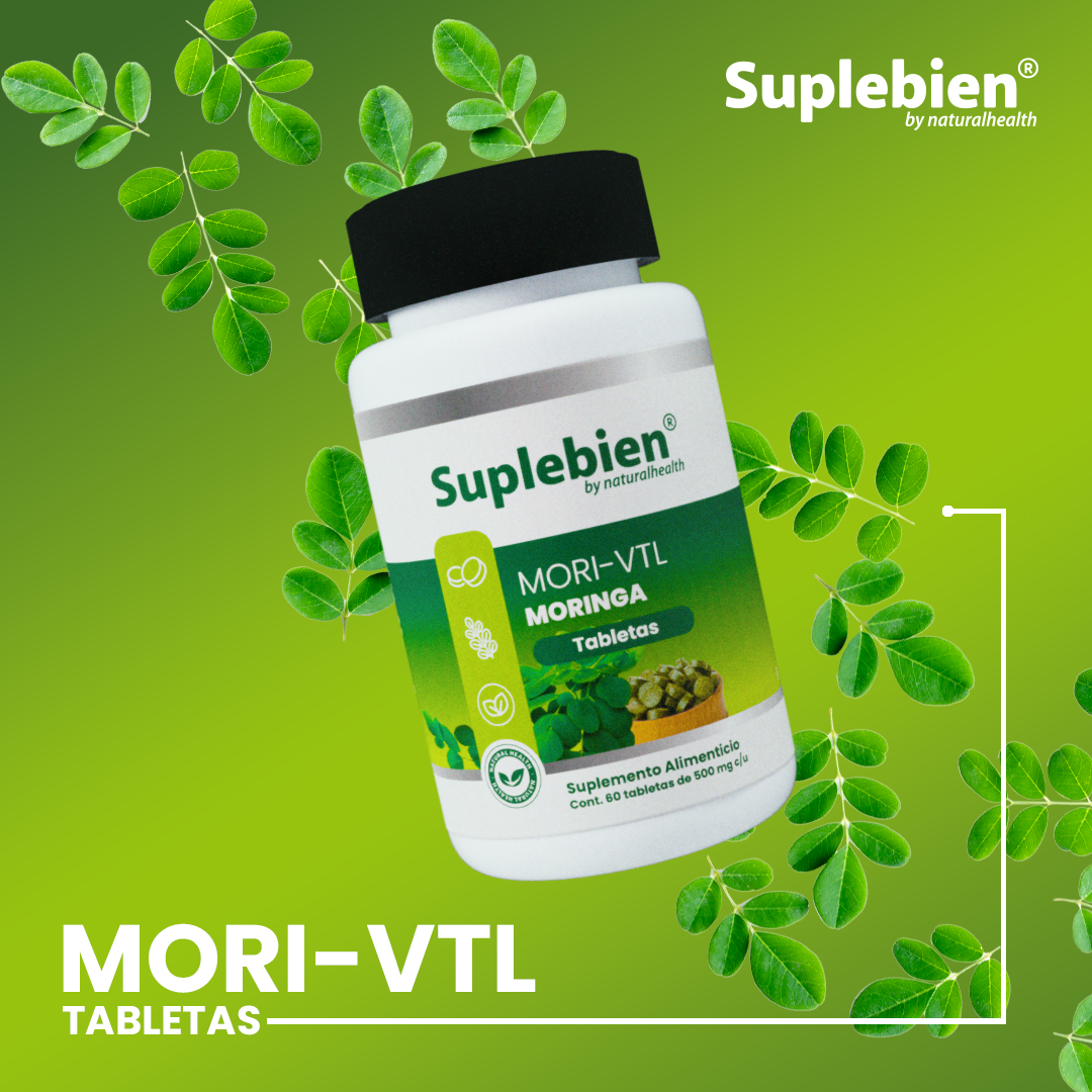 SUPLEBIEN MORI-VTL Tabletas Moringa. Frasco con 60 Tabletas de 500 mg c/u