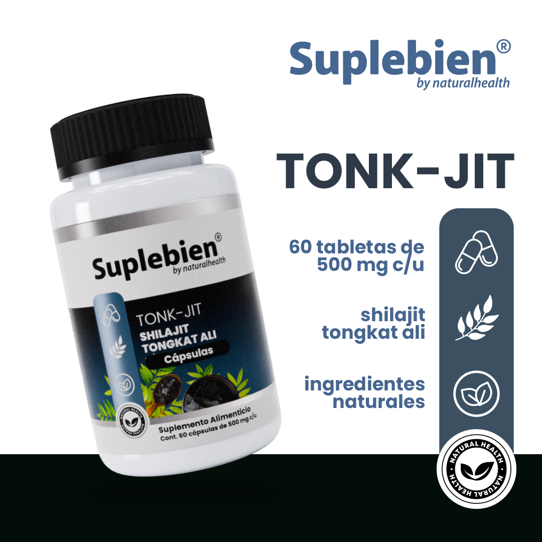 SUPLEBIEN. TONK-JIT Shilajit Tongkat Ali 60 cápsulas de 500 mg c/u.