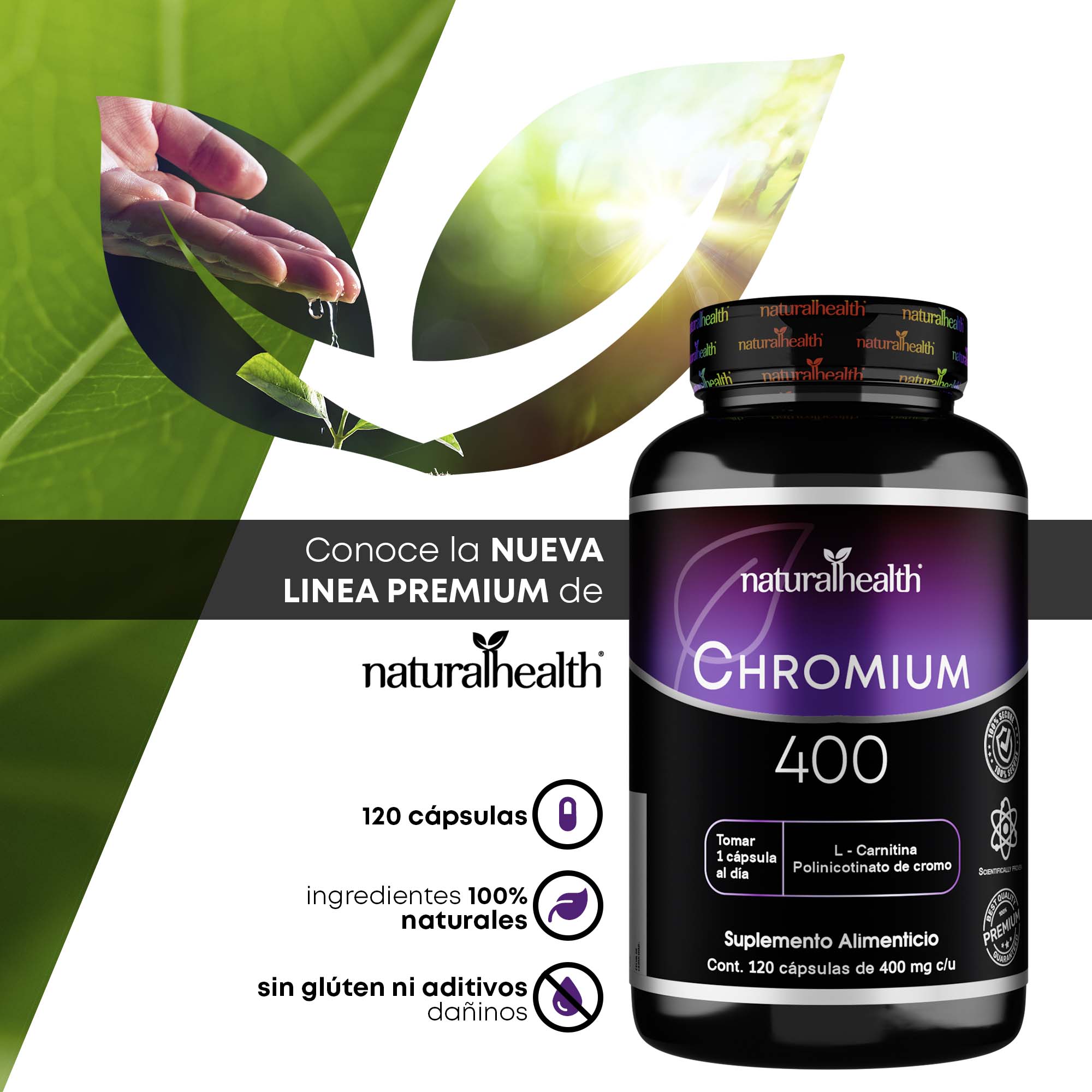 Chromium 400 | L-Carnitina y Policotinato de Cromo | 120 cápsulas