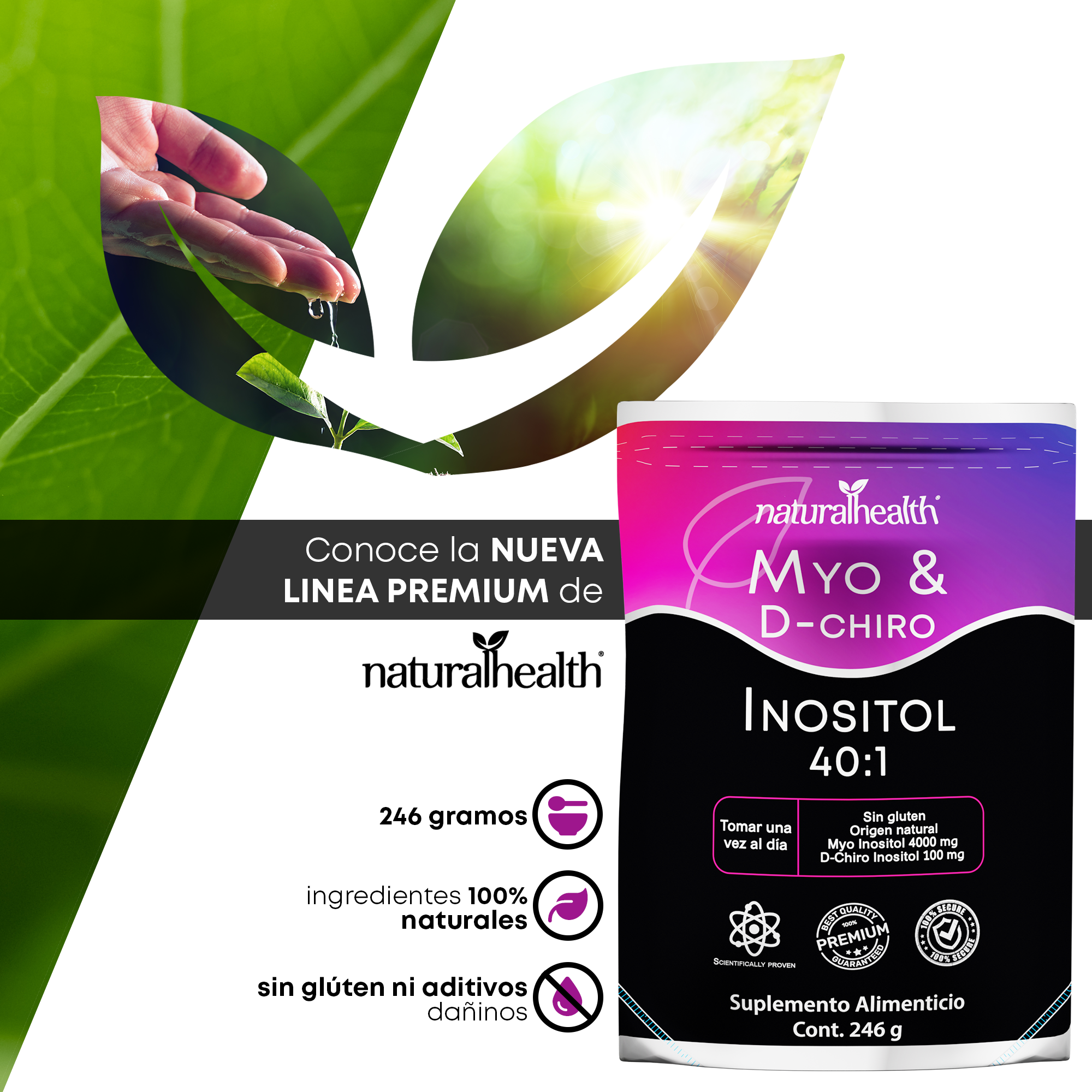 Myo & D-Chiro Inositol en Polvo | Ratio 40:1 | 246 gramos