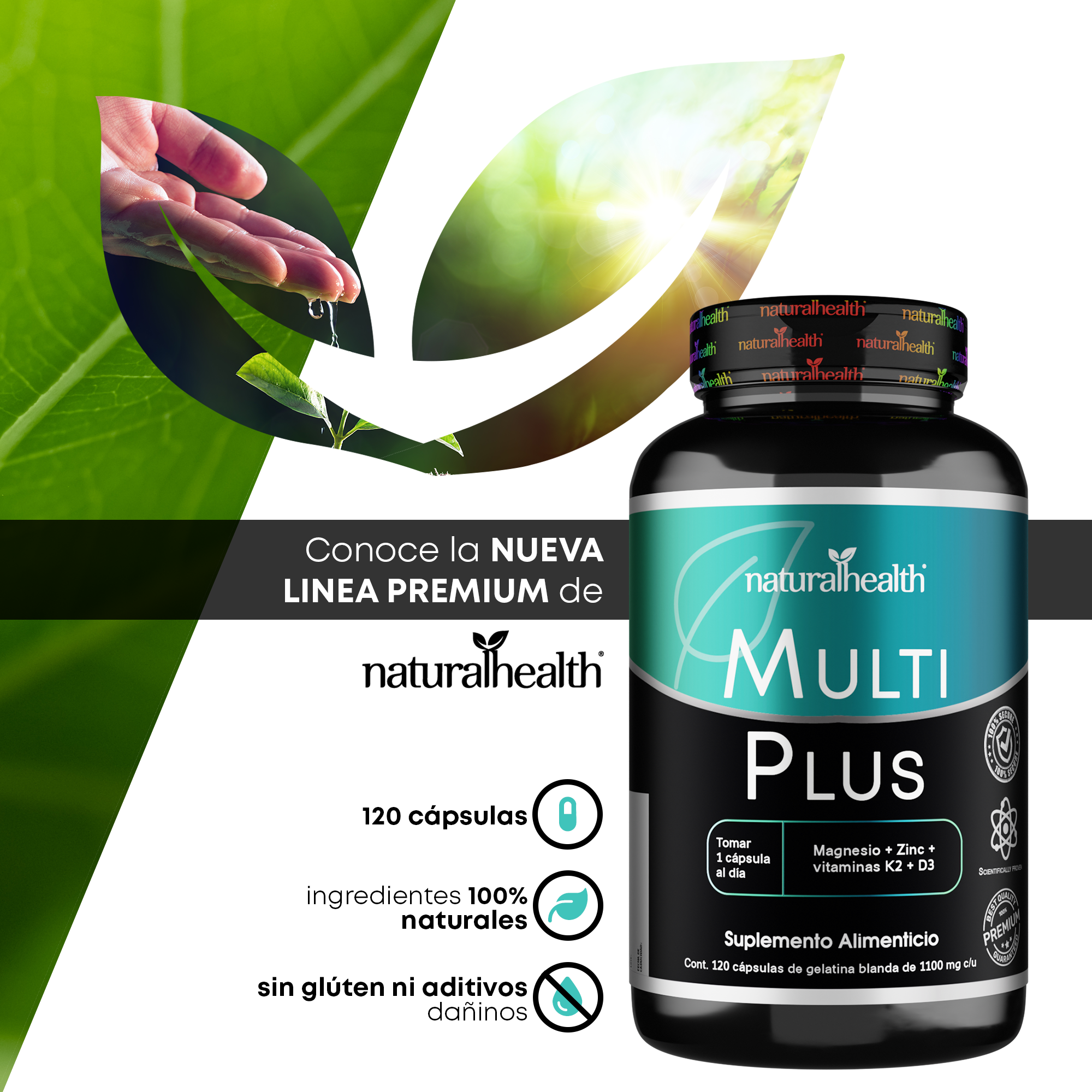 Multiplus | Multivitamínico con Magnesio, Zinc, Vitamina D3+K2 | 120 cápsulas