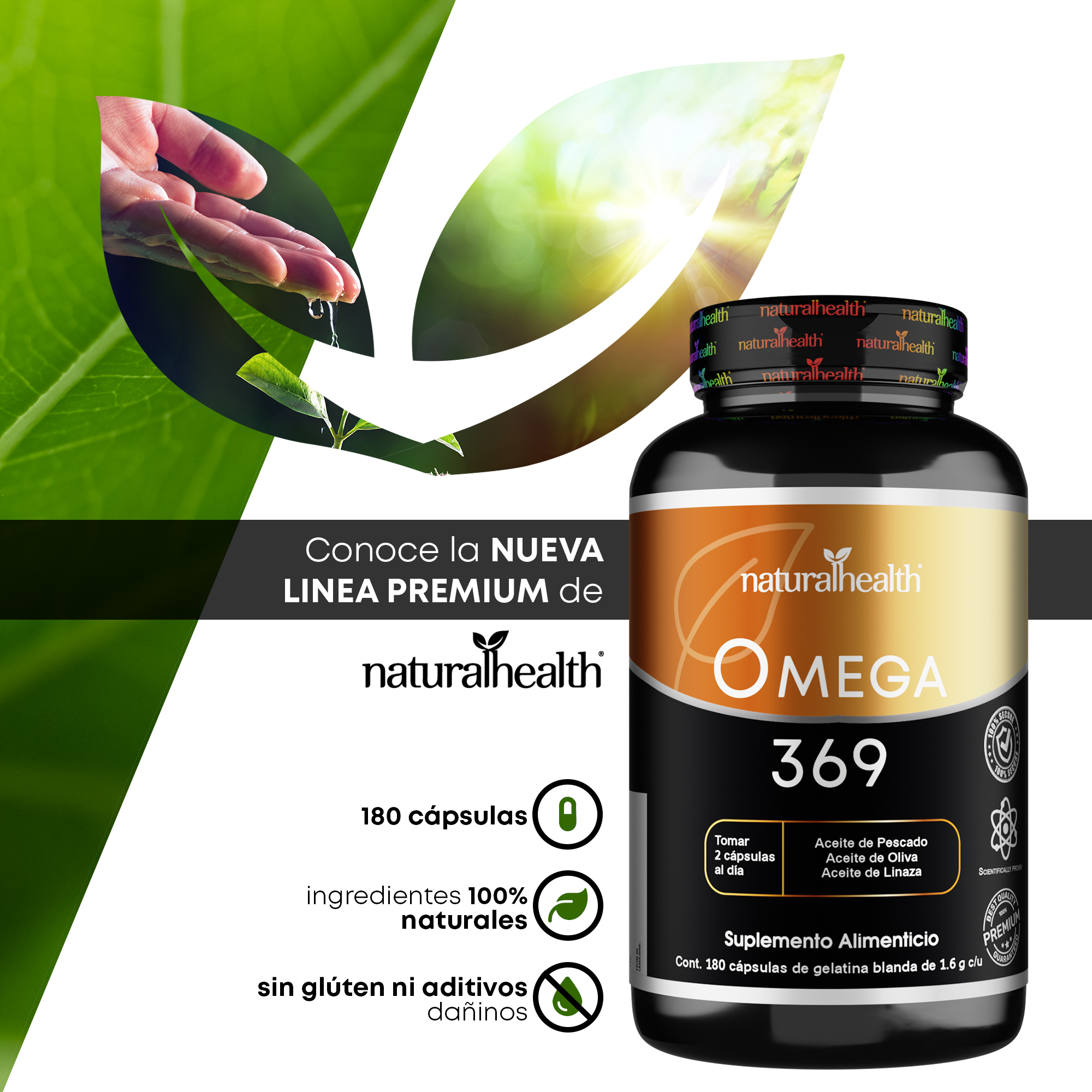 Omega 369 | Aceite de pescado, Oliva y Linaza | 180 cápsulas