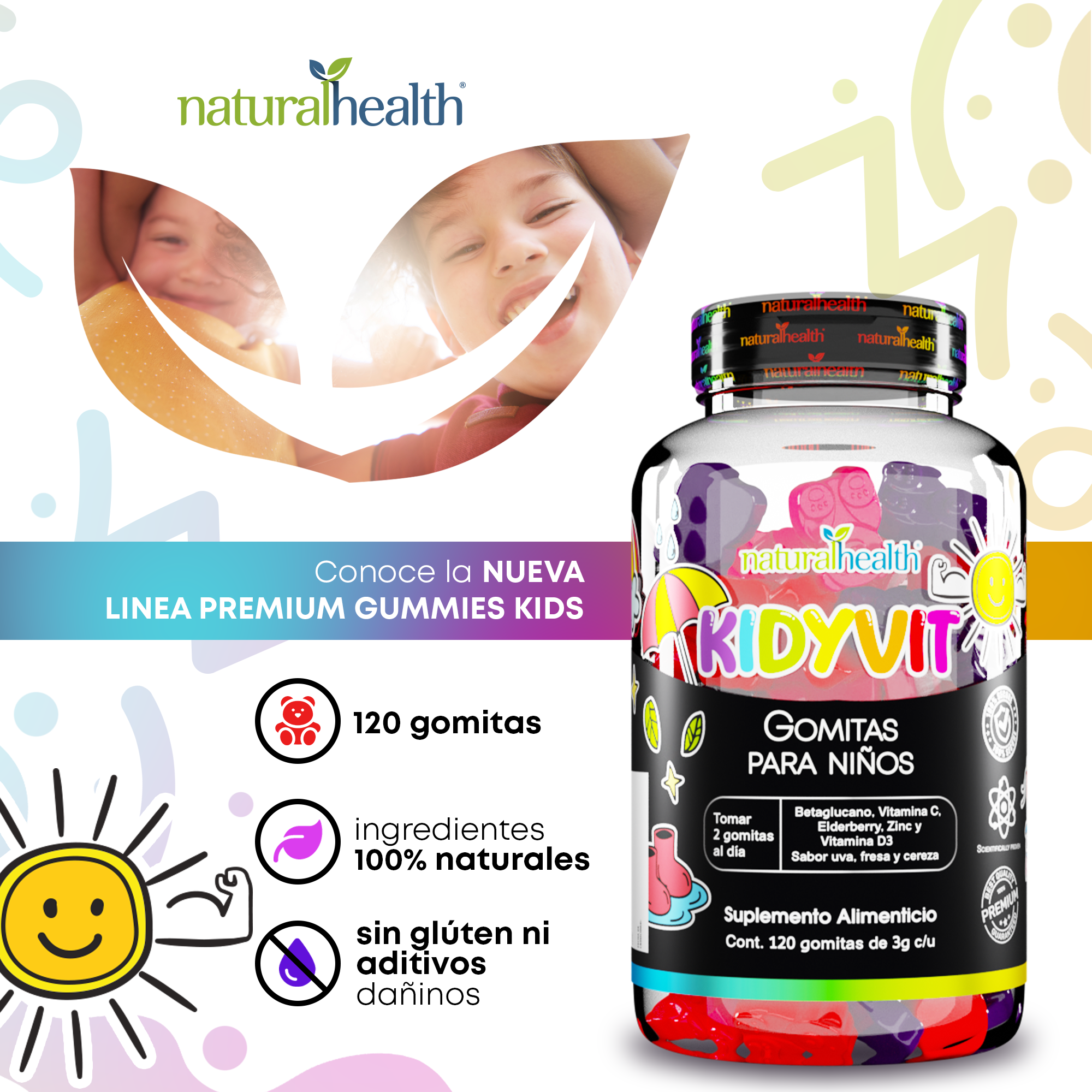 Línea KIDS: Kidyvit | Vitamina C, Elderberry, Zinc y Vitamina D3