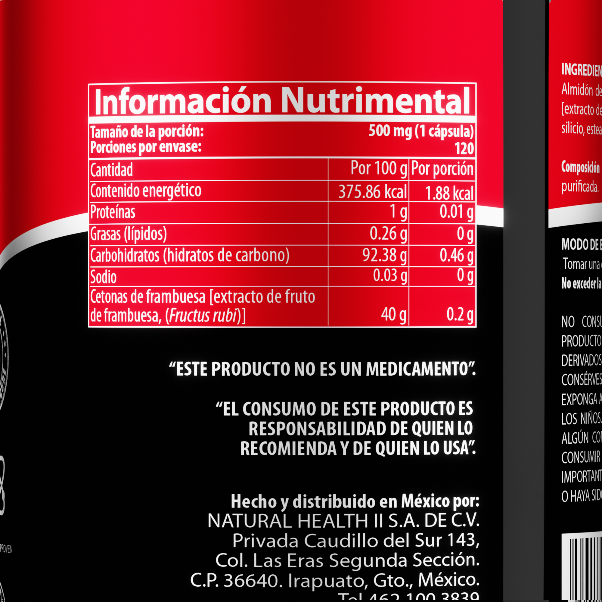 Cetonas de Frambuesa | Termogénico natural | 120 cápsulas