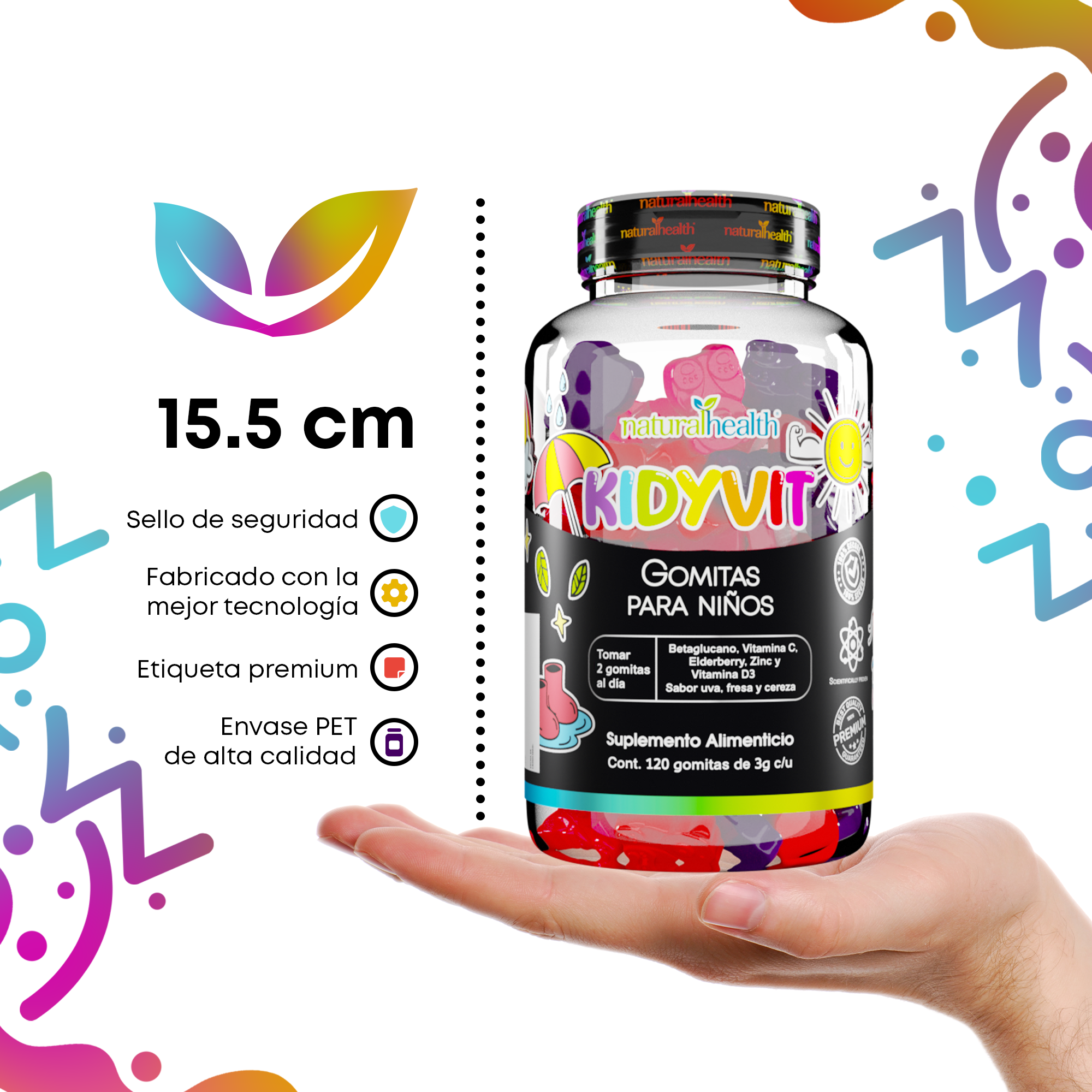 Línea KIDS: Kidyvit | Vitamina C, Elderberry, Zinc y Vitamina D3