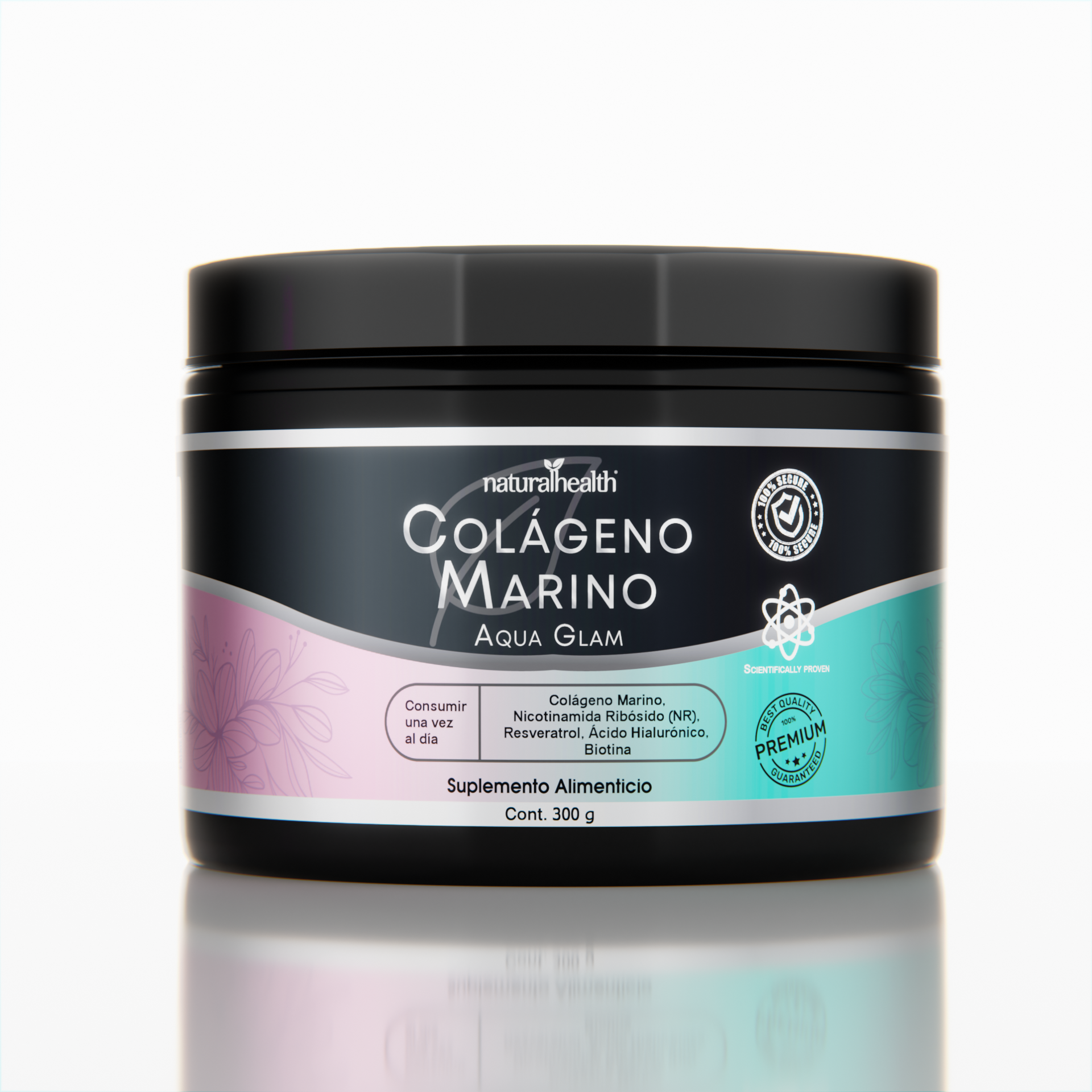 Aqua Glam (Precursor del NAD) | Colágeno marino, NR, Vitaminas, Biotina y Ácido Hialurónico