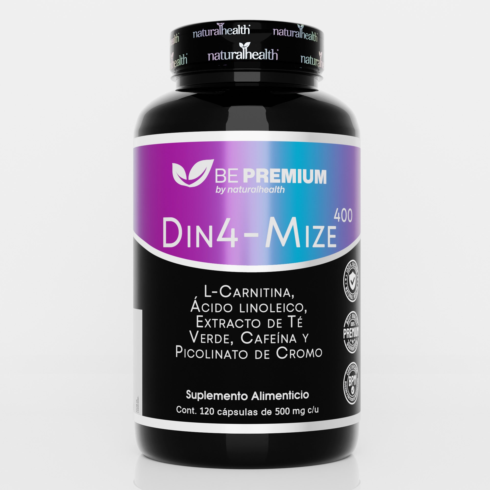 Dinamize 400 | Pre-entreno natural con L-Carnitina, CLA, Té Verde, Cafeína y Picolinato de Cromo | 120 cápsulas