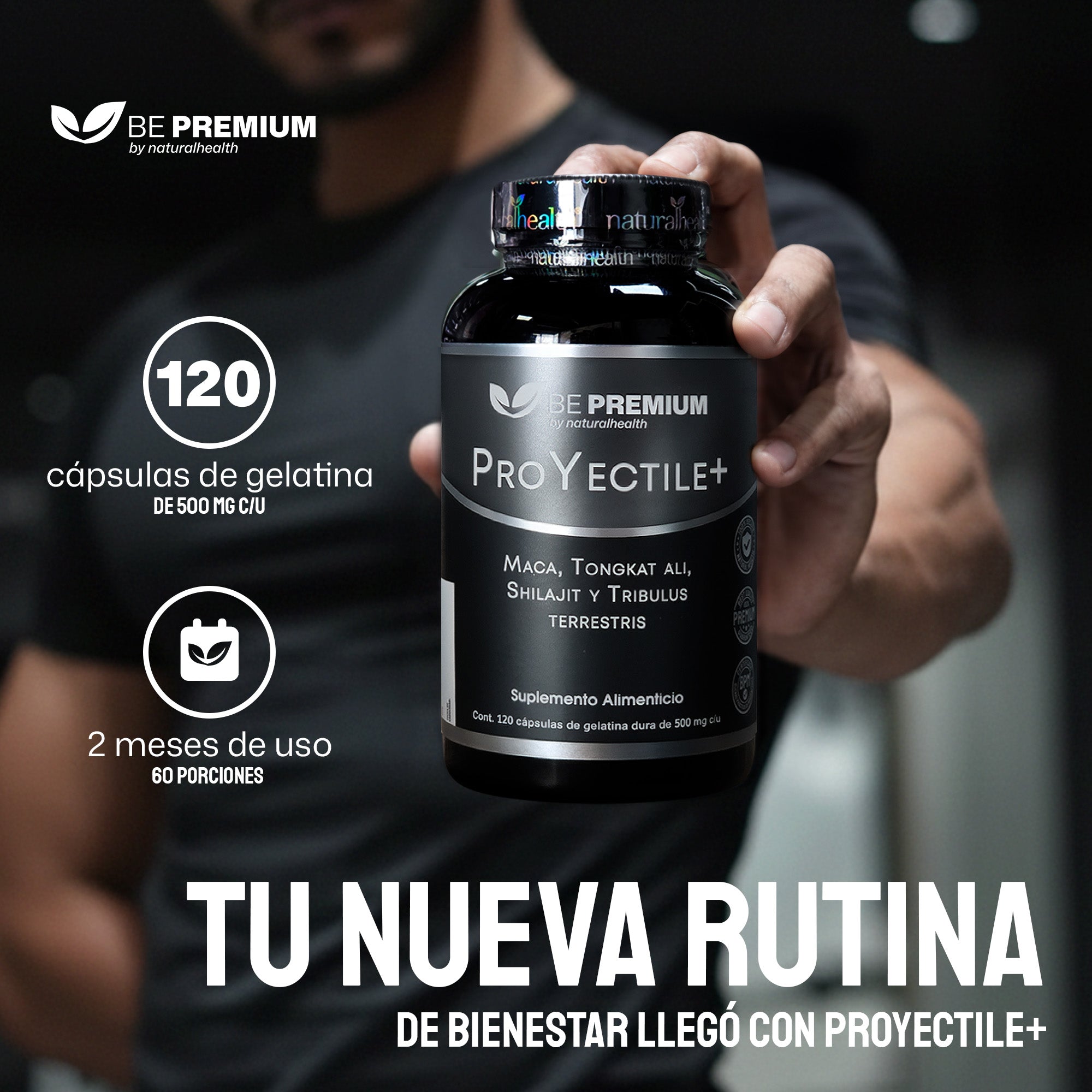 Proyectile+ | Suplemento para Hombre | Maca, Shilajit y Tribulus terrestris