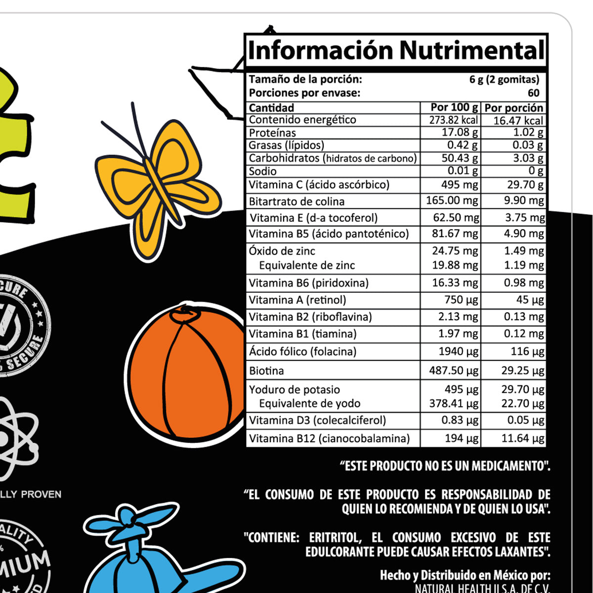 Línea KIDS: Vitakids | Vitamina A, B, C, D, E, Biotina y Ácido Fólico