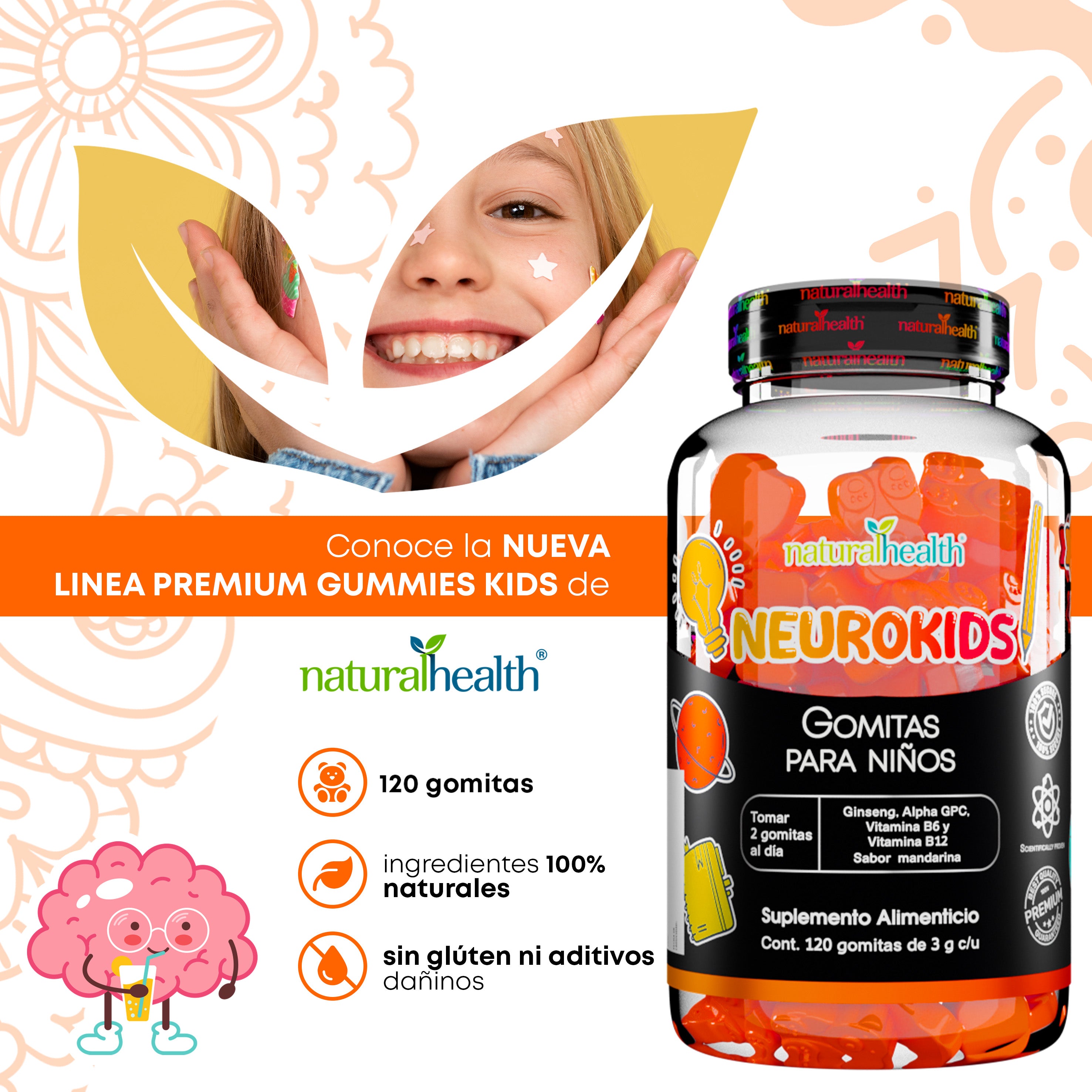 Línea KIDS: Neurokids | Ginseng, Alpha GPC, Vitamina B6 y Vitamina B12