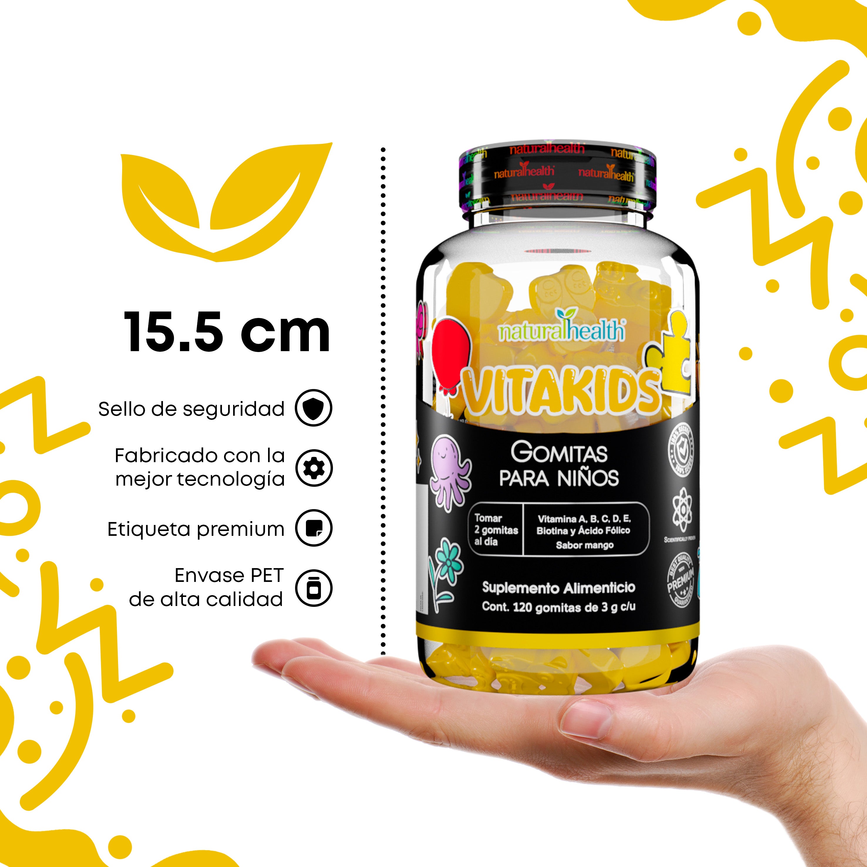 Línea KIDS: Vitakids | Vitamina A, B, C, D, E, Biotina y Ácido Fólico